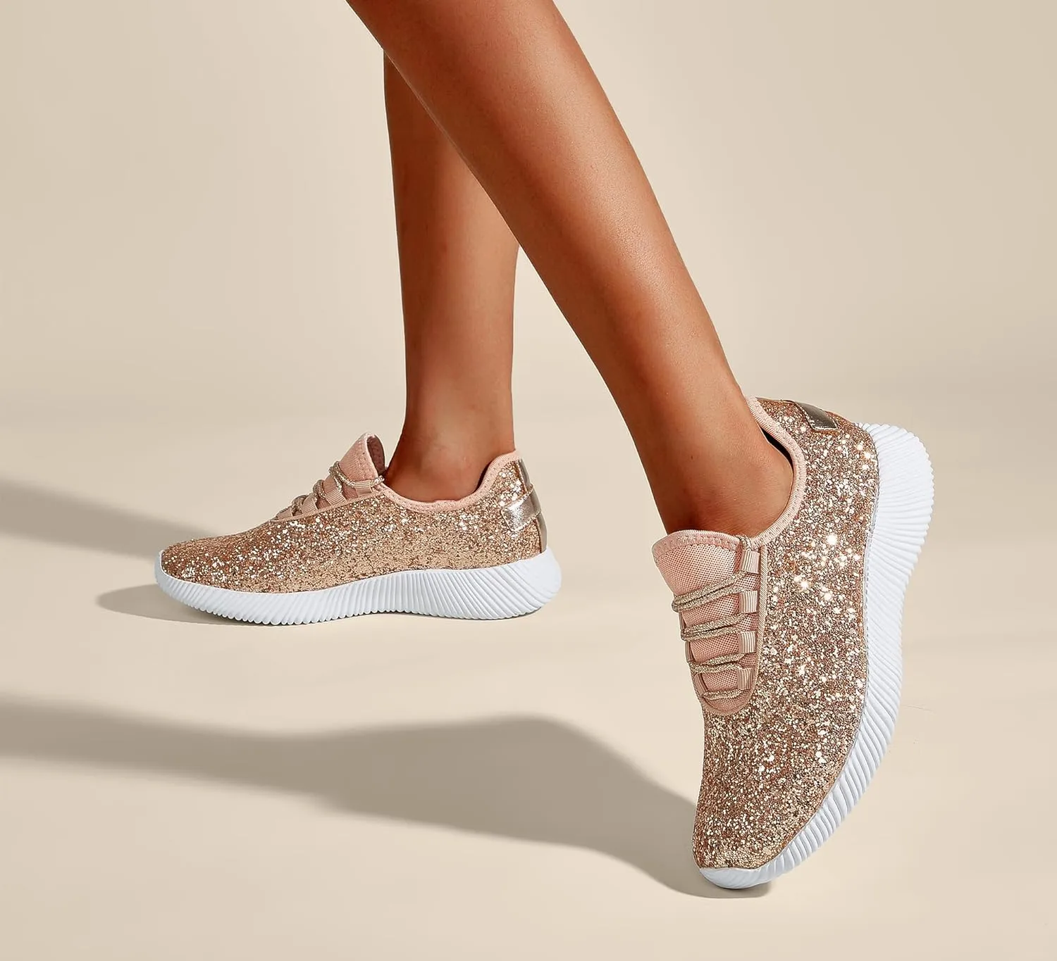 K KIP WOK Fashion Glitter Sneakers for Womens Silp On Running Shoes Lightweigt Tennis Walking Sneakers