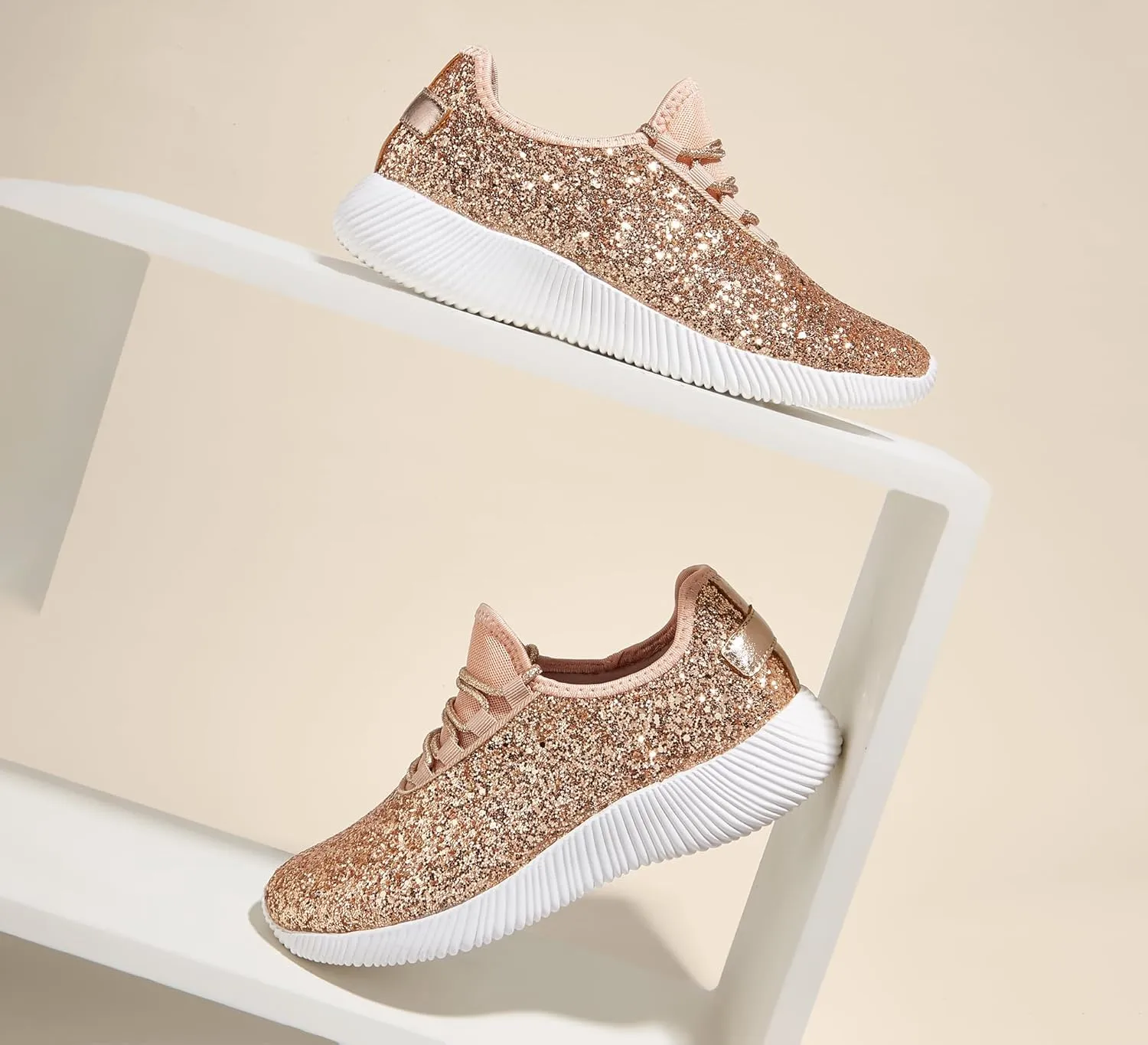 K KIP WOK Fashion Glitter Sneakers for Womens Silp On Running Shoes Lightweigt Tennis Walking Sneakers