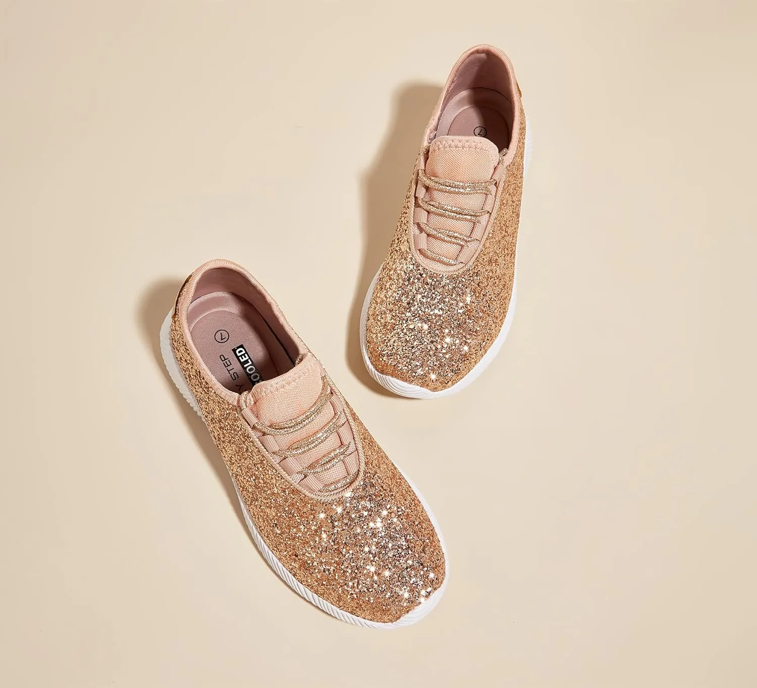 K KIP WOK Fashion Glitter Sneakers for Womens Silp On Running Shoes Lightweigt Tennis Walking Sneakers