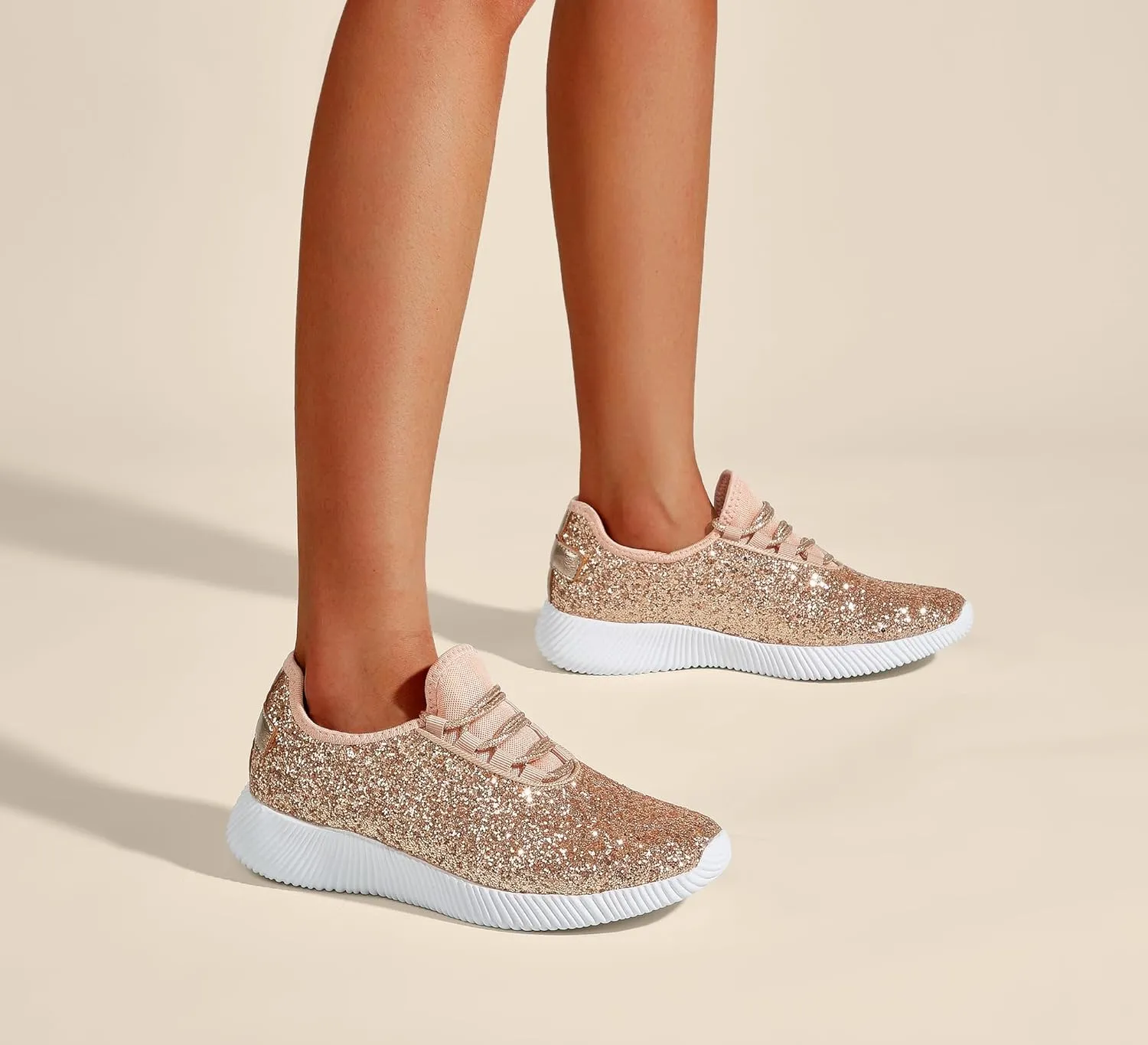 K KIP WOK Fashion Glitter Sneakers for Womens Silp On Running Shoes Lightweigt Tennis Walking Sneakers