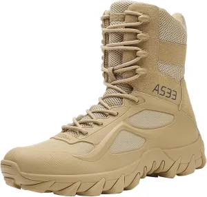 Kervaky Men's Military Tactical Boots Lightweight work boots for men tactical boots breathable jungle Desert Combat Boots