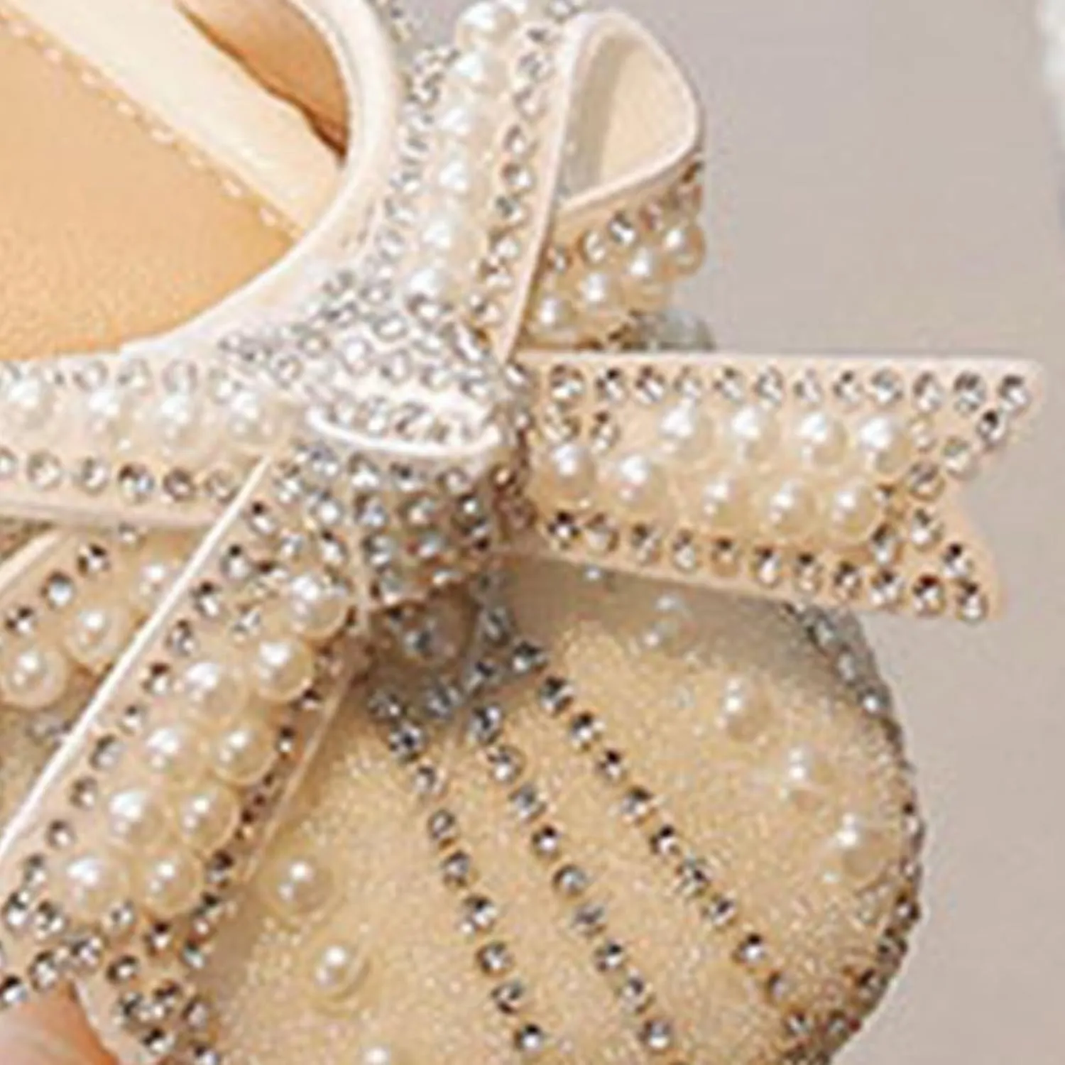 Kids Girls Beaded Strap Sandals Low Heel Closed Toe Pearl Glitter Shoes Toddler Baby Ankle Wedding Formal Shoes