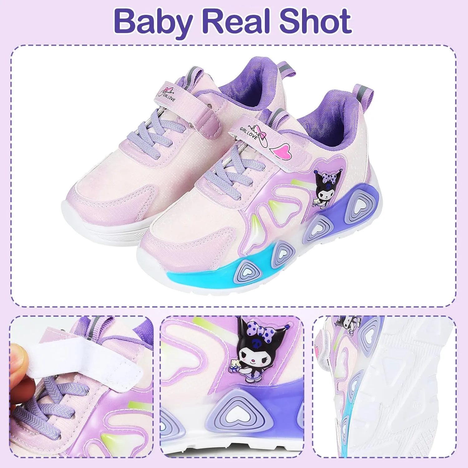 Kid's Glitter Running Cartoon Sneaker Sparkly Glowing Shiny Bling Princess Shoes School Athletic Walking Shoes for Girls