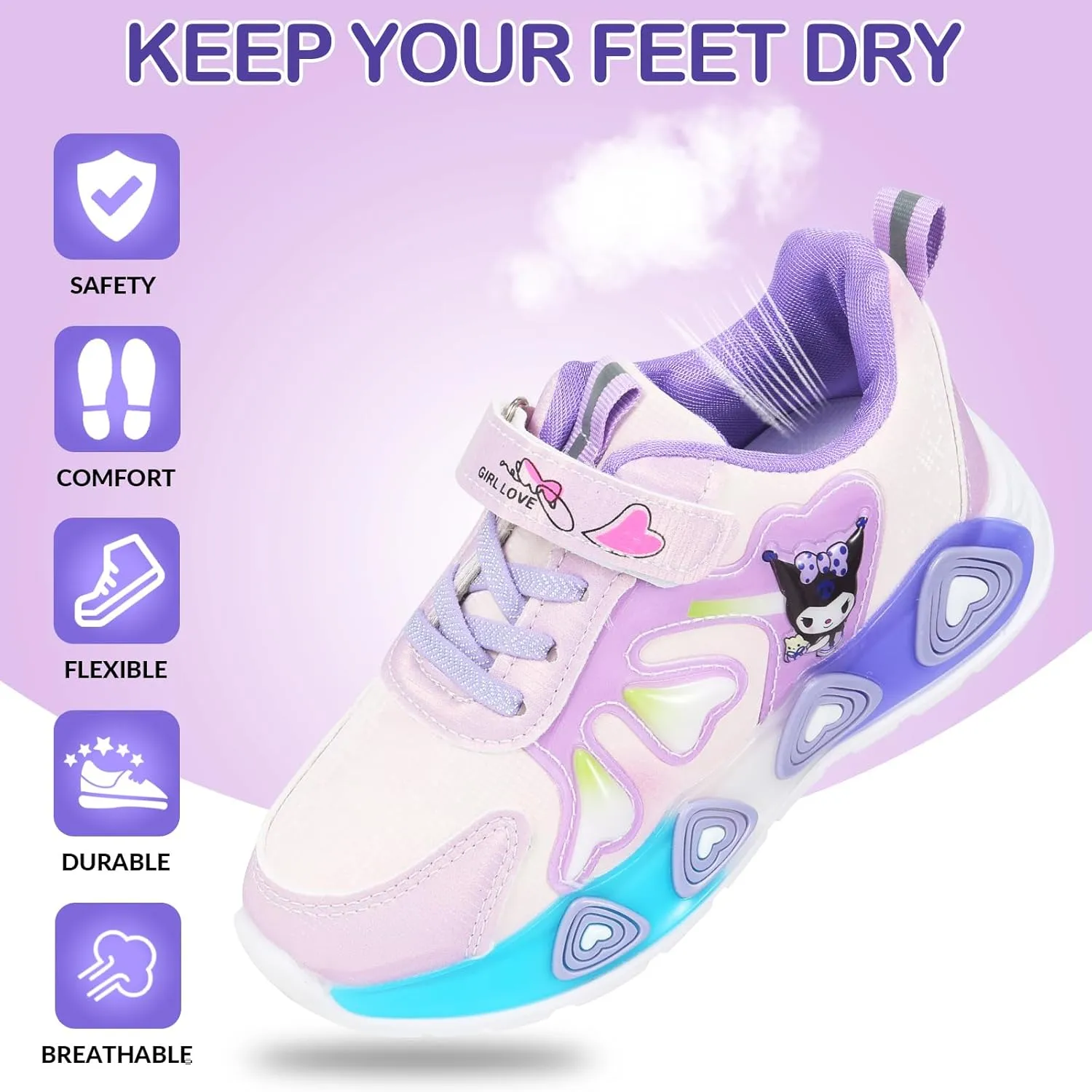 Kid's Glitter Running Cartoon Sneaker Sparkly Glowing Shiny Bling Princess Shoes School Athletic Walking Shoes for Girls