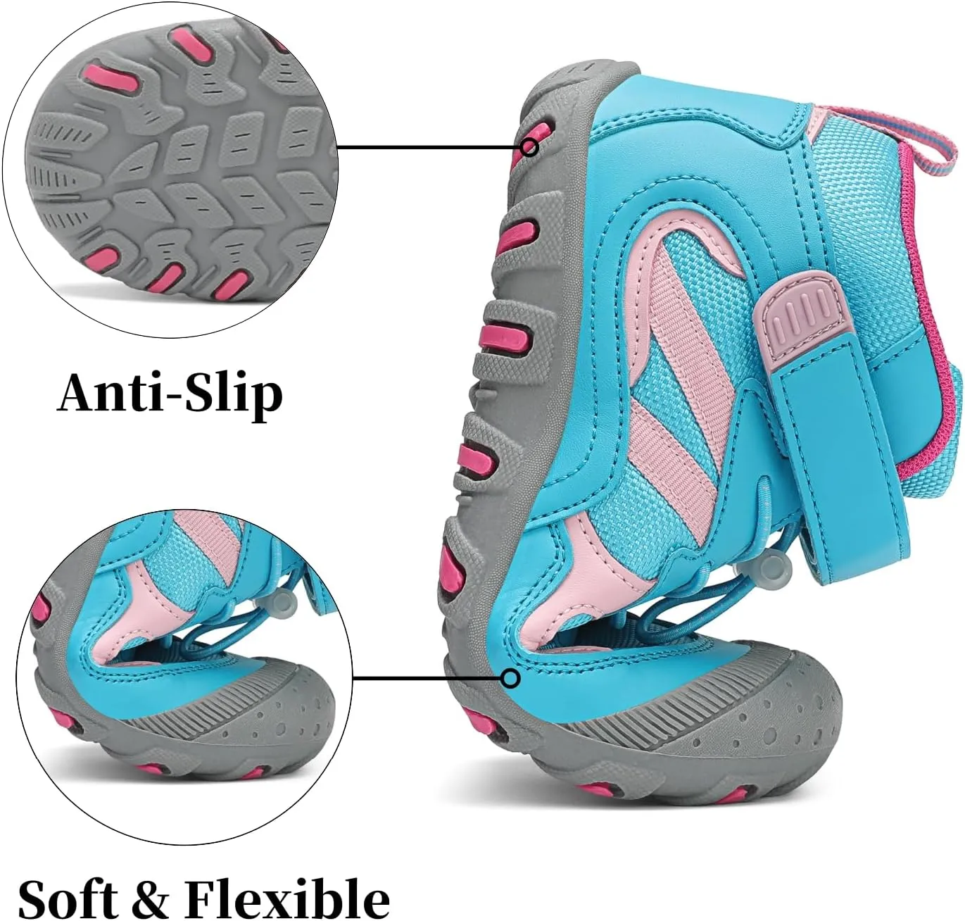 Kids Hiking Boots Boys Girls Outdoor Ankle Boots Anti Collision Hiking Shoes for Toddler/Little Kid/Big Kid