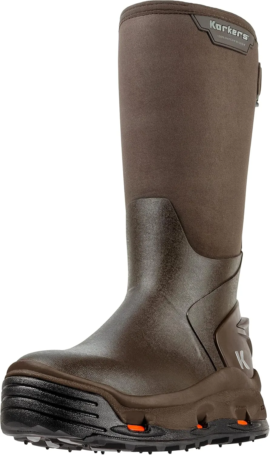 Korkers Men's Neo Storm Rubber Boots - Inuslated and Waterproof Multi-Season Mud Boots - Includes Interchangeable All Terrain Sole