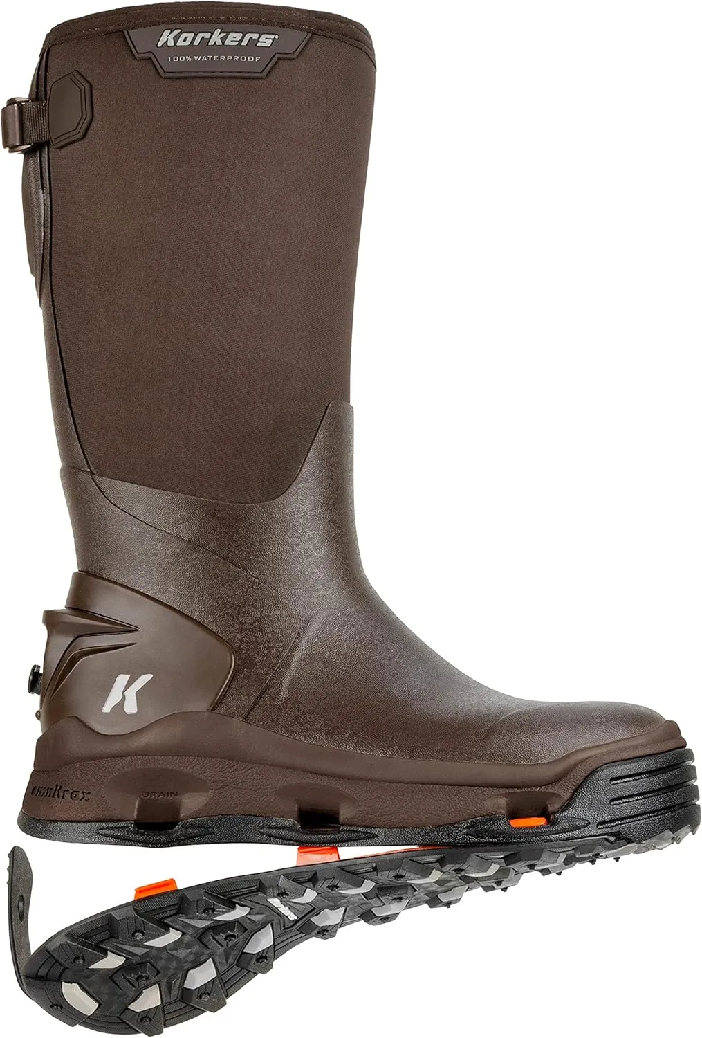 Korkers Men's Neo Storm Rubber Boots - Inuslated and Waterproof Multi-Season Mud Boots - Includes Interchangeable All Terrain Sole