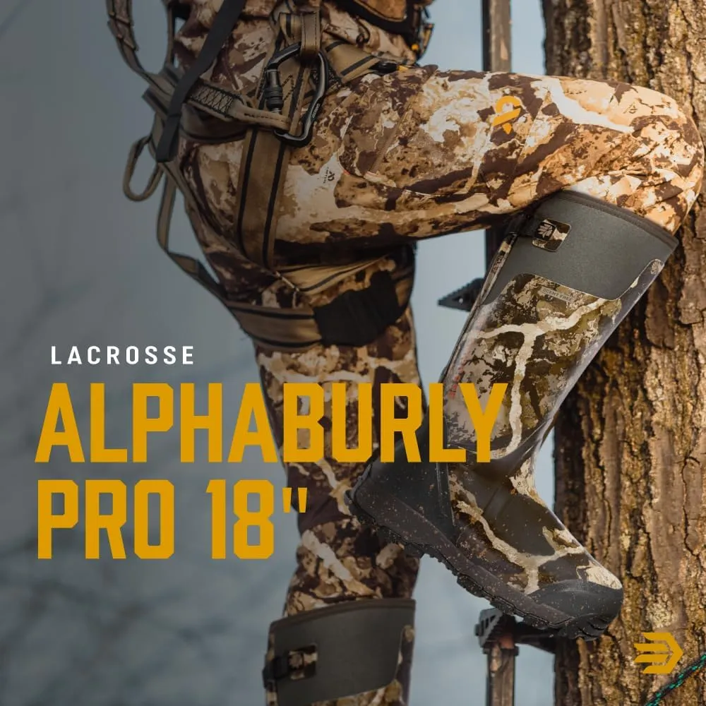 LaCrosse Alphaburly Pro 18" Insulated Hunting Boots for Men Featuring Waterproof Rubber, 1600G Thinsulate, and EVA Footbed, First Lite Cipher