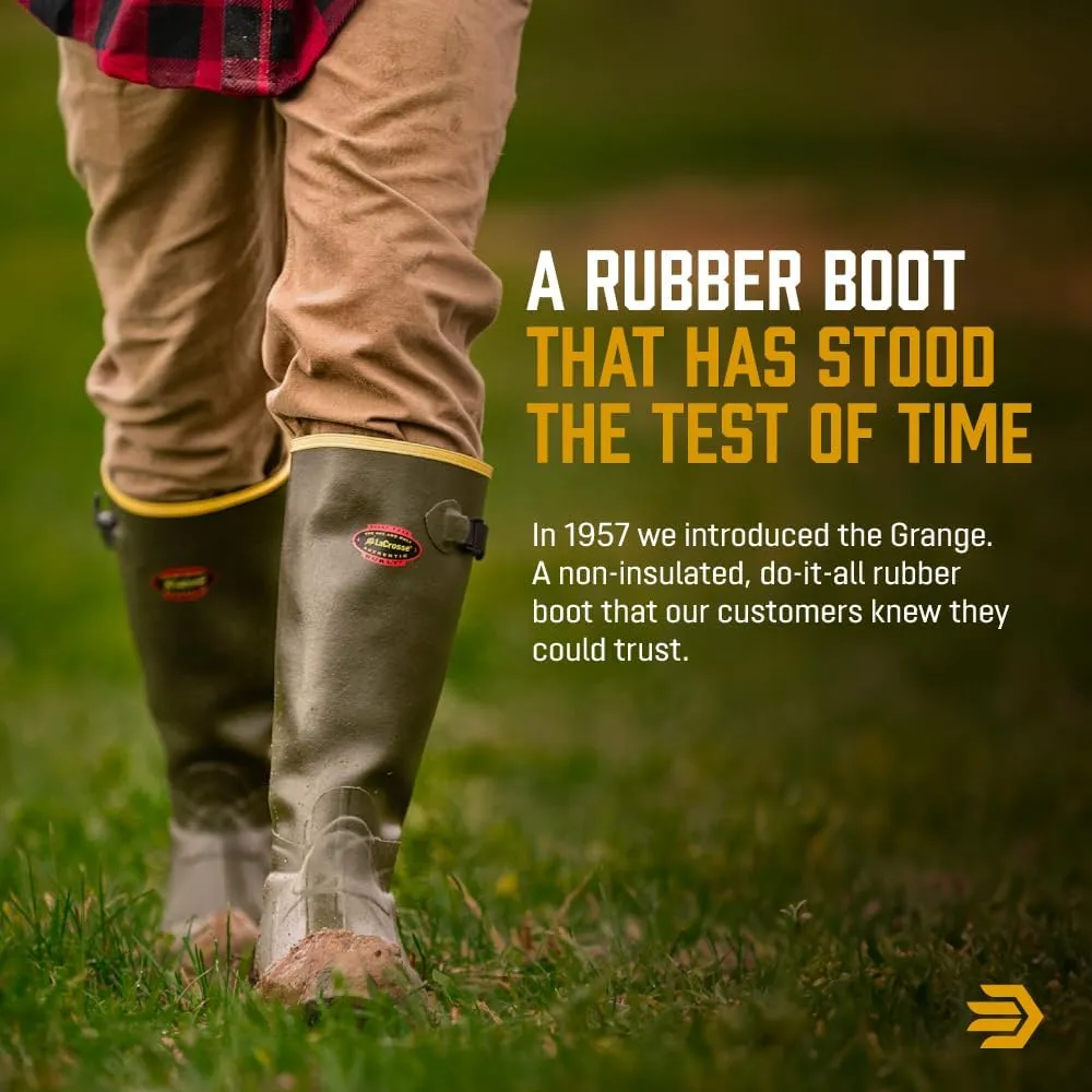 LaCrosse Grange Rubber Hunting & Work Boots for Men - Waterproof ZXT Rubber, with Adjustable Fit Strap, EVA Footbed, and Slip-Resistant Outsole