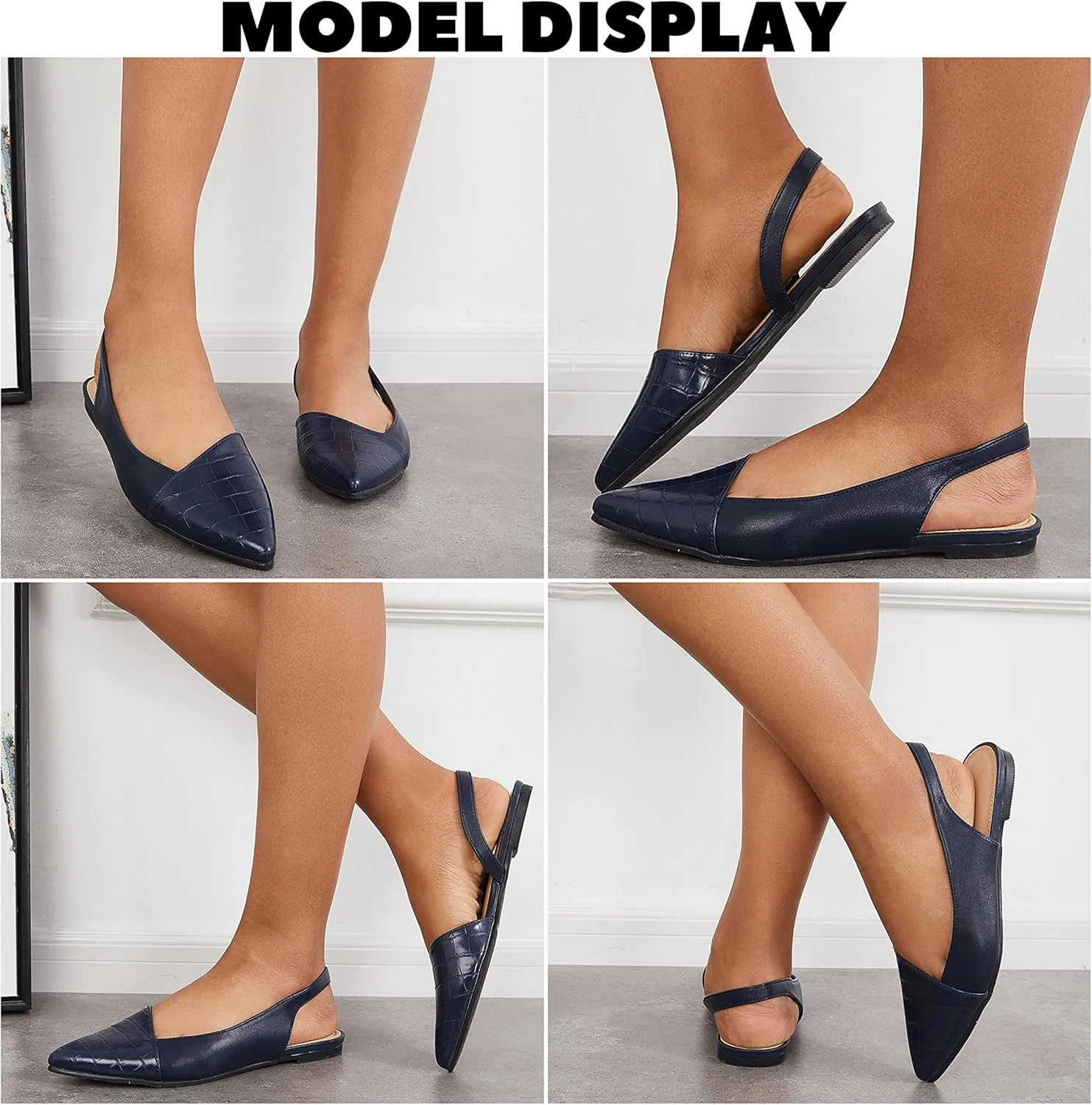 LAICIGO Women's Closed Pointed Toe Flats Slingback Low Heel Slip-on Cutout Animal Print Backless Mules Sandals