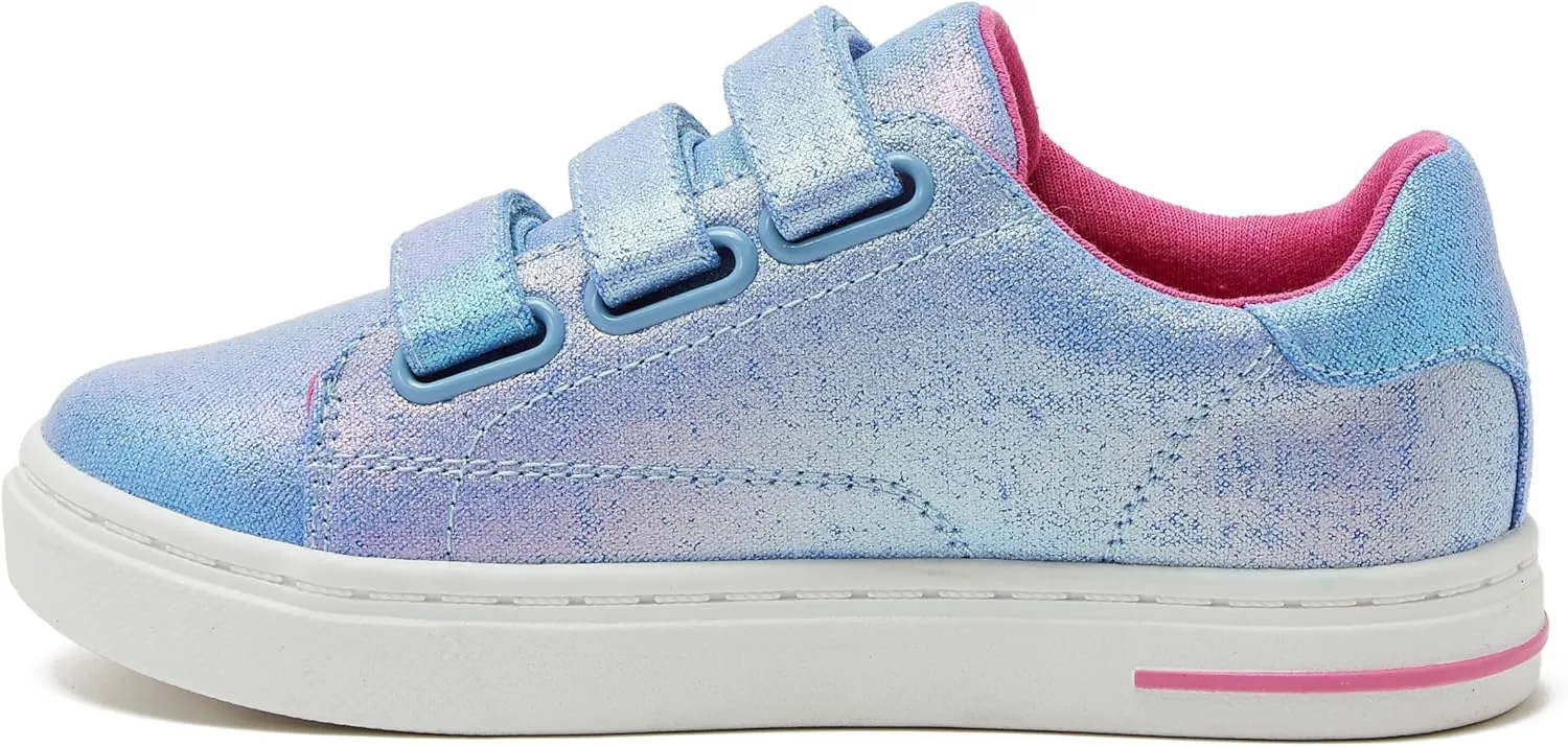 Lands' End Boys' and Girls' Sneakers, No Tie Casual Tennis Shoes for Boys and Girls Size 5-10 Toddler, Little and Big Kids 11 to 7, Blue or White with Hook and Loop Straps