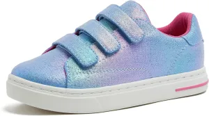Lands' End Boys' and Girls' Sneakers, No Tie Casual Tennis Shoes for Boys and Girls Size 5-10 Toddler, Little and Big Kids 11 to 7, Blue or White with Hook and Loop Straps