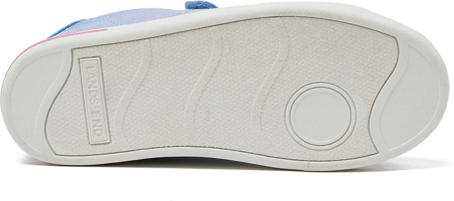 Lands' End Boys' and Girls' Sneakers, No Tie Casual Tennis Shoes for Boys and Girls Size 5-10 Toddler, Little and Big Kids 11 to 7, Blue or White with Hook and Loop Straps