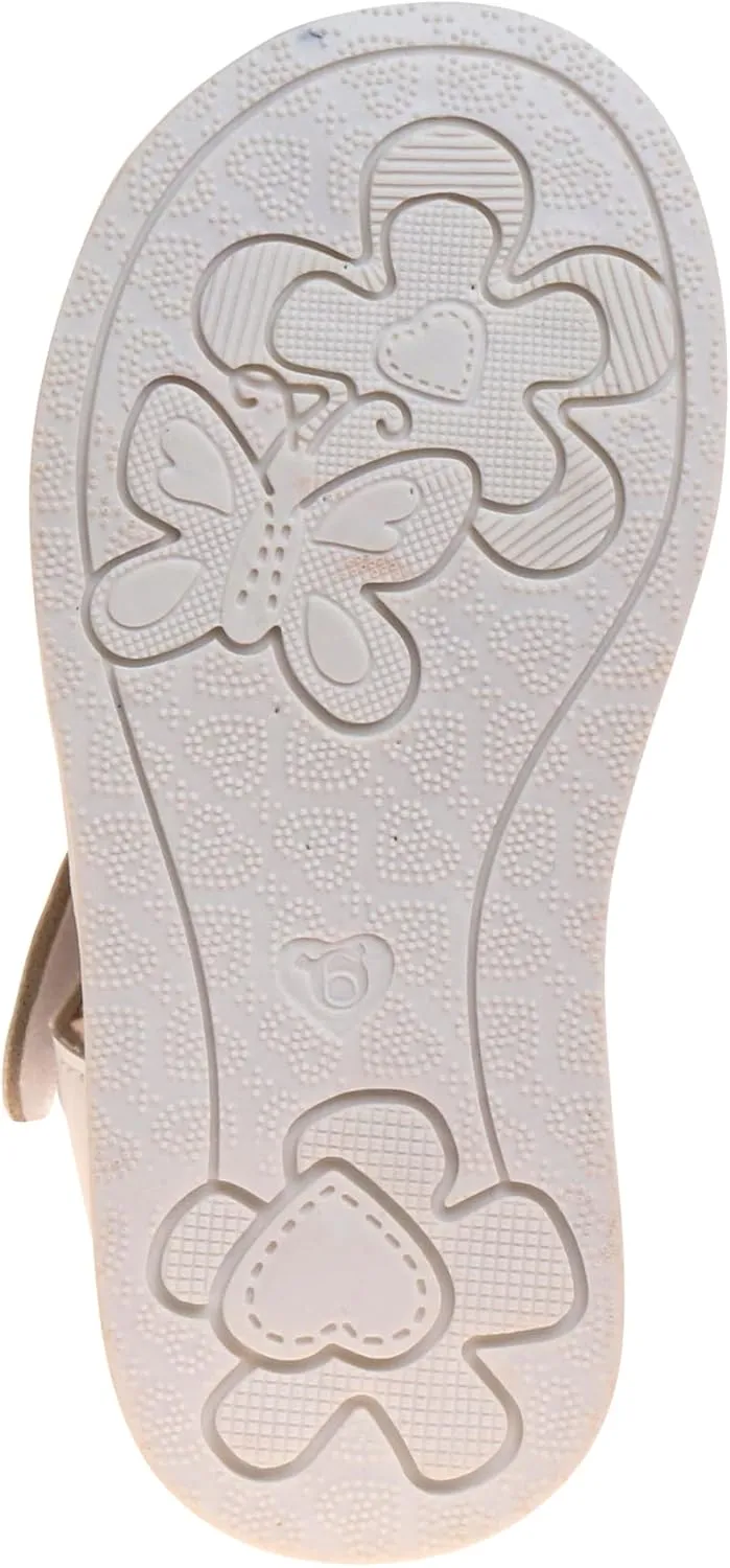 Laura Ashley Princess Girl Rainbow Sandals Summer Glitter Strap Closed Toe Sandals Flats for Girls Size 6-10 Toddler 11-12 Little Kid