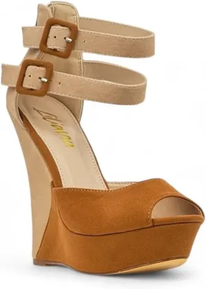 Liliana Women's Wedge High Heels Platform Sandals With Ankle Strap Wedge sandals