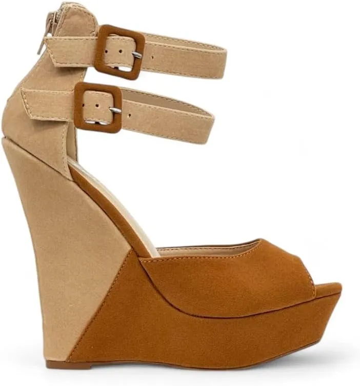 Liliana Women's Wedge High Heels Platform Sandals With Ankle Strap Wedge sandals