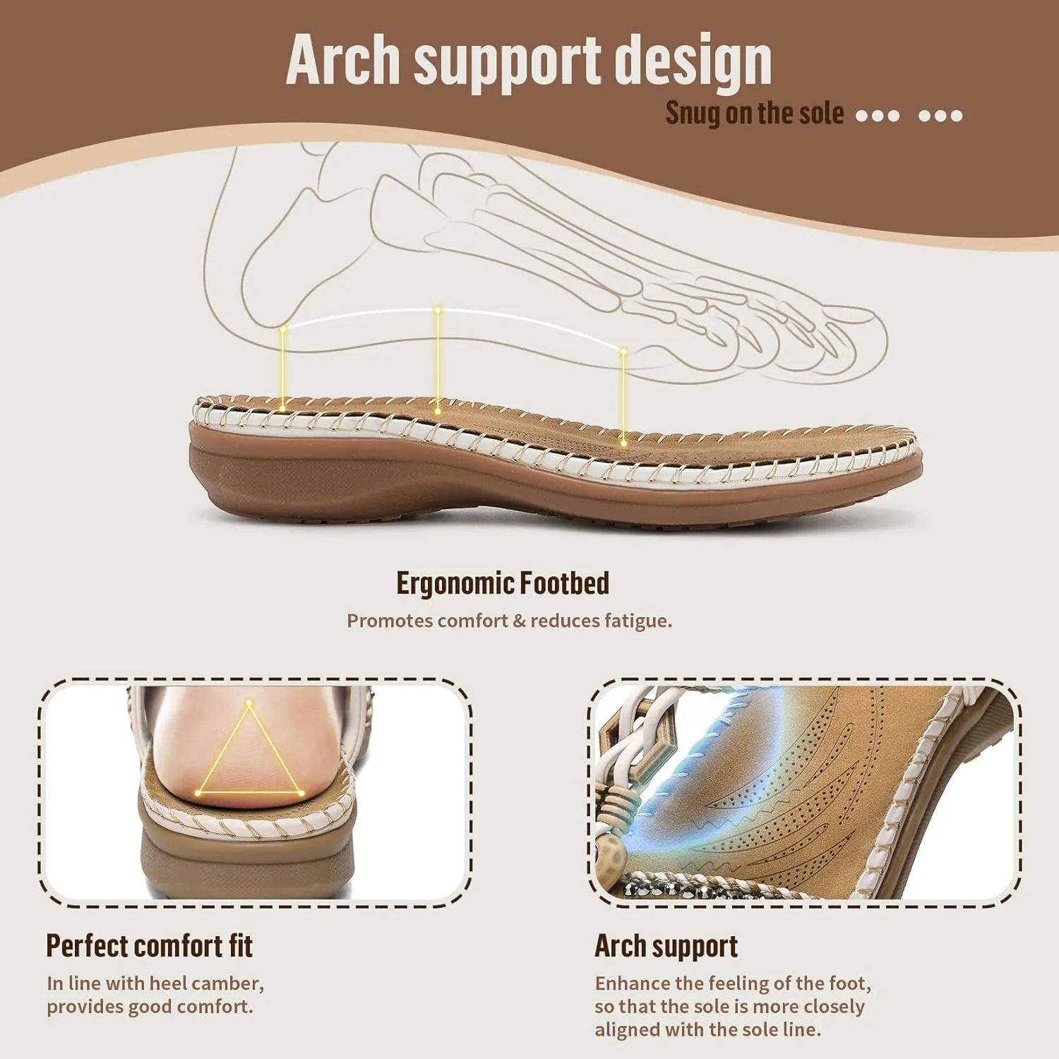 Littleplum Women Sandals Comfortable Braided Summer Flat Slides Arch Support Beach Dressy Sandals Ankle Elastic Shoes