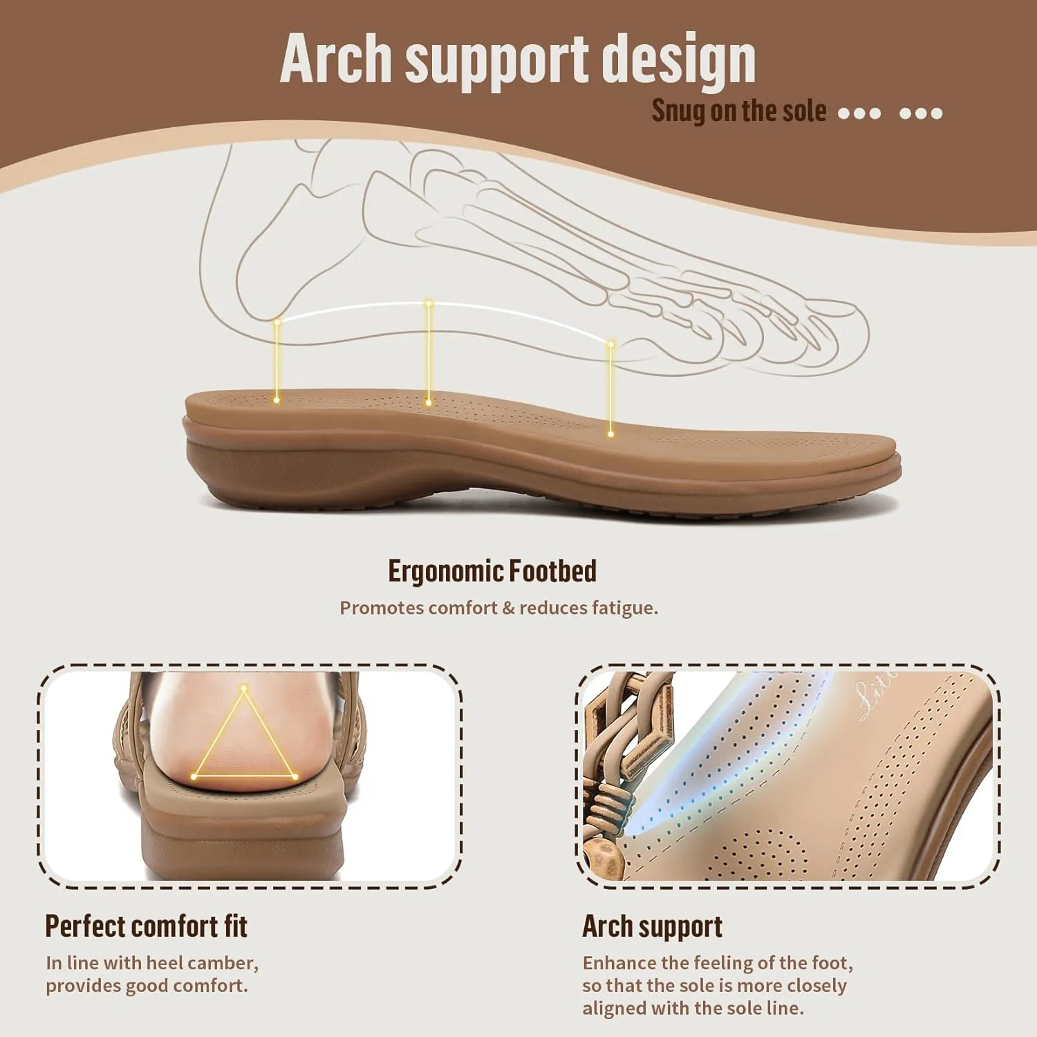 Littleplum Women Sandals Comfortable Braided Summer Flat Slides Arch Support Beach Dressy Sandals Ankle Elastic Shoes