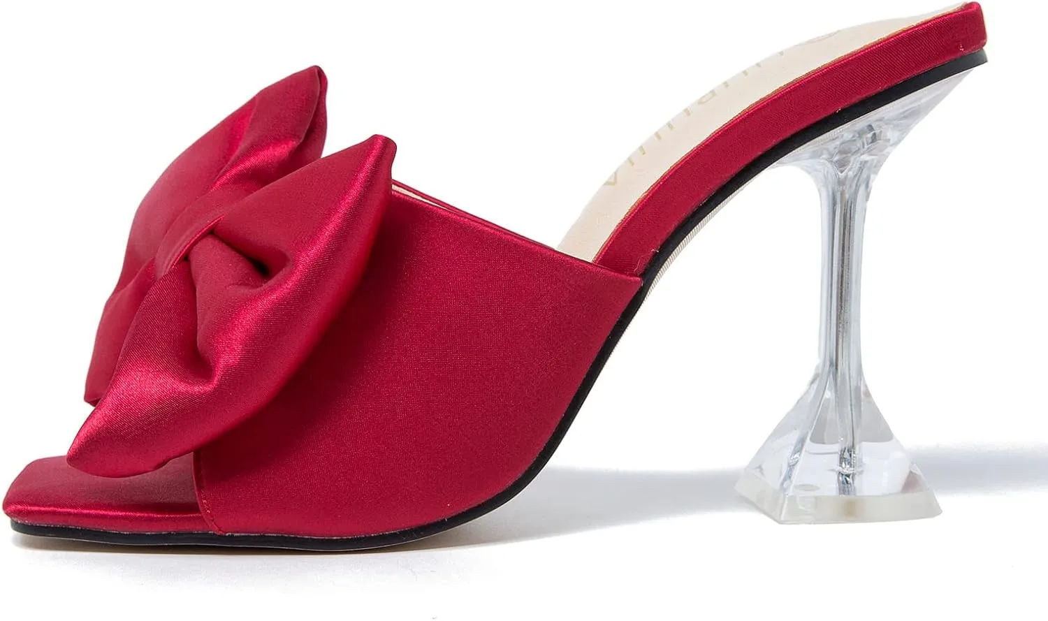 LIURUIJIA Women's Bow High Heels Mules Dress Sandals Slip On Party Prom Wedding Bridal Shoes