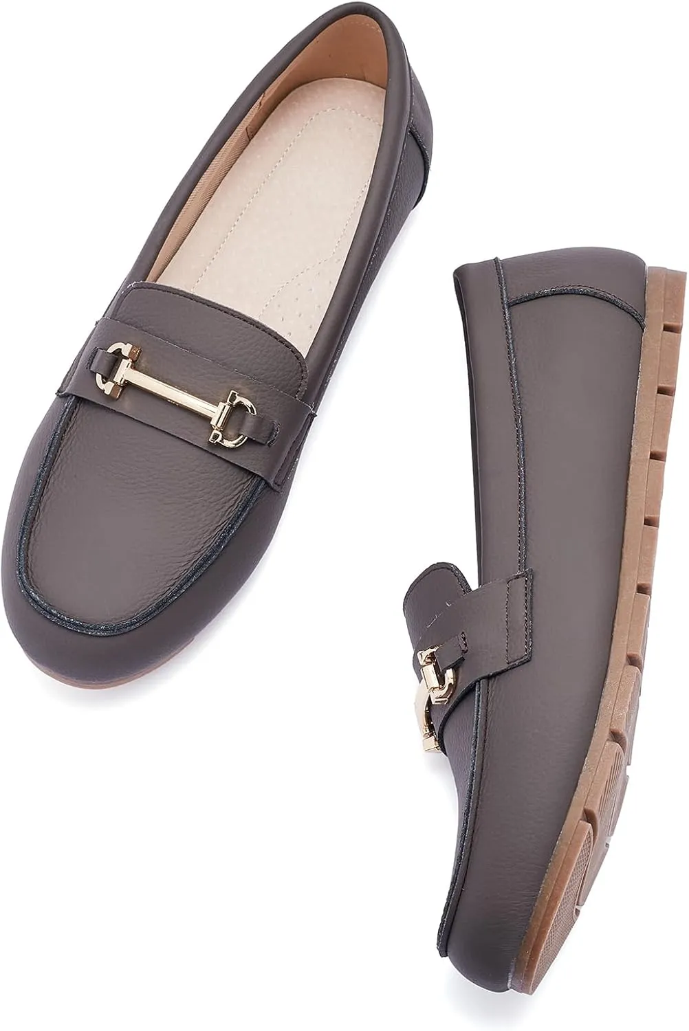 Loafers for Women Business Casual Work Shoes Comfortable & Lightweight Leather Womens Dress Penny Loafers Flats Slip On Shoes