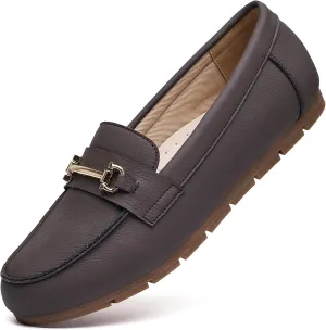 Loafers for Women Business Casual Work Shoes Comfortable & Lightweight Leather Womens Dress Penny Loafers Flats Slip On Shoes