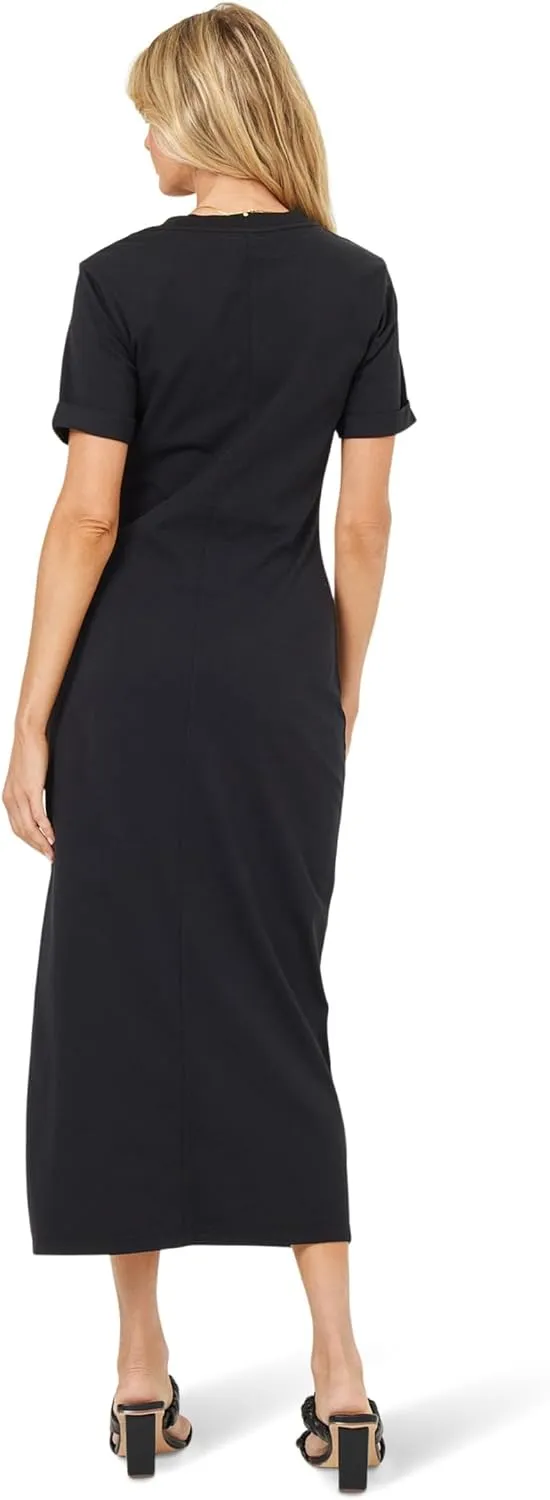 L*Space Drew Dress for Women, Everyday Twist Front Midi Dress Featuring Short, Cuffed Sleeves, Relaxed Fit & Leg Slit