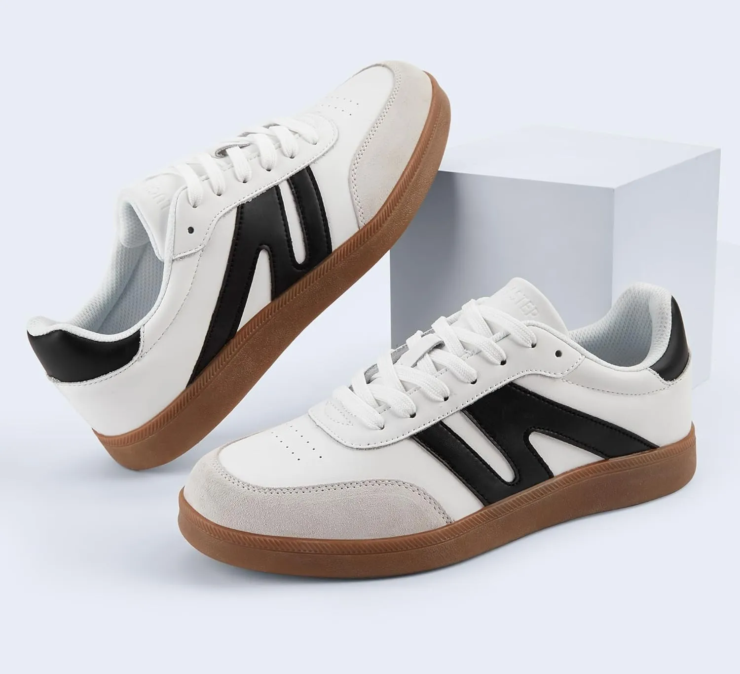 LUCKY STEP Men's Retro Fashion Sneakers Low Top Comfort Trainers Casual Lightweight Classic Walking Shoes