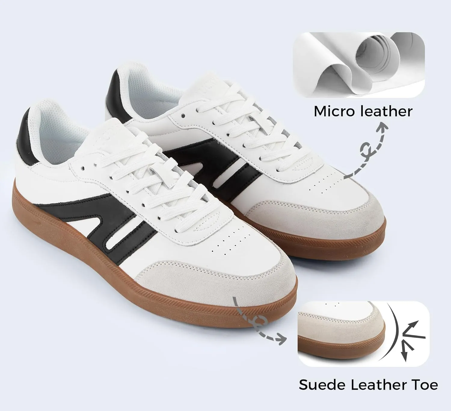 LUCKY STEP Men's Retro Fashion Sneakers Low Top Comfort Trainers Casual Lightweight Classic Walking Shoes