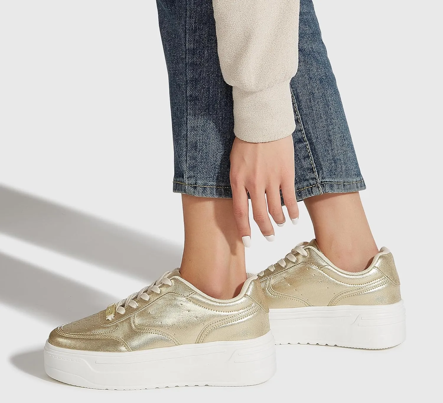 LUCKY STEP Women Platform Fashion Sneakers Chunky Faux Leather Thick Sole Comfortable Lightweight Casual Tennis Walking Shoes