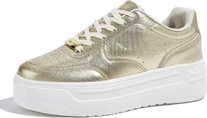 LUCKY STEP Women Platform Fashion Sneakers Chunky Faux Leather Thick Sole Comfortable Lightweight Casual Tennis Walking Shoes
