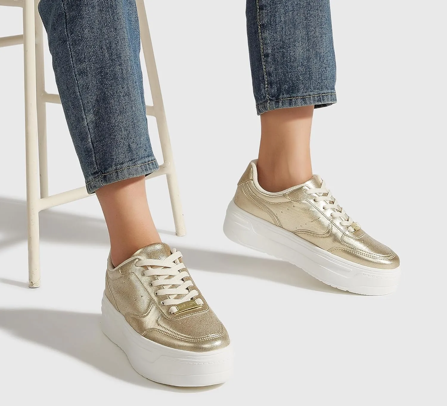LUCKY STEP Women Platform Fashion Sneakers Chunky Faux Leather Thick Sole Comfortable Lightweight Casual Tennis Walking Shoes