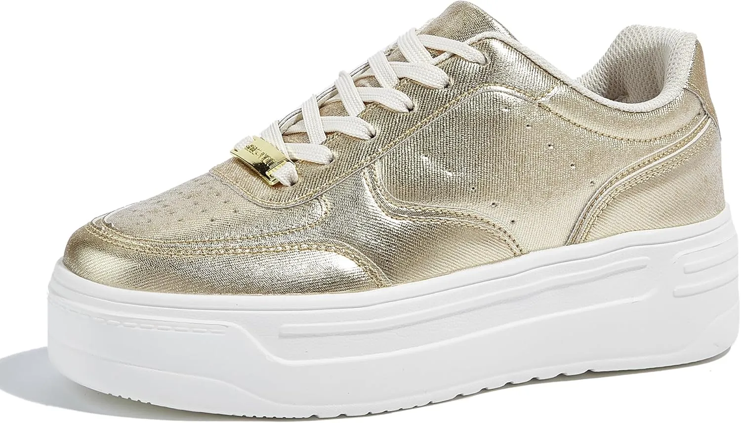 LUCKY STEP Women Platform Fashion Sneakers Chunky Faux Leather Thick Sole Comfortable Lightweight Casual Tennis Walking Shoes