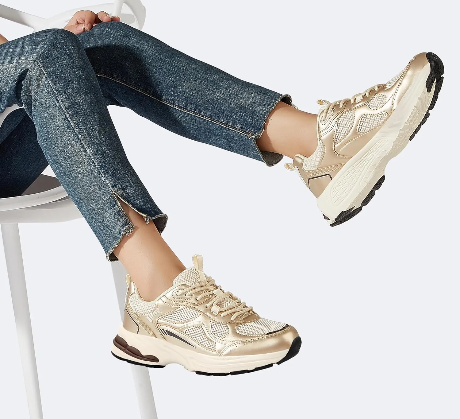 LUCKY STEP Women's Platform Chunky Fashion Sneakers Mesh Casual Running Tennis Workout Sport Work Trendy Athletic Walking Shoes