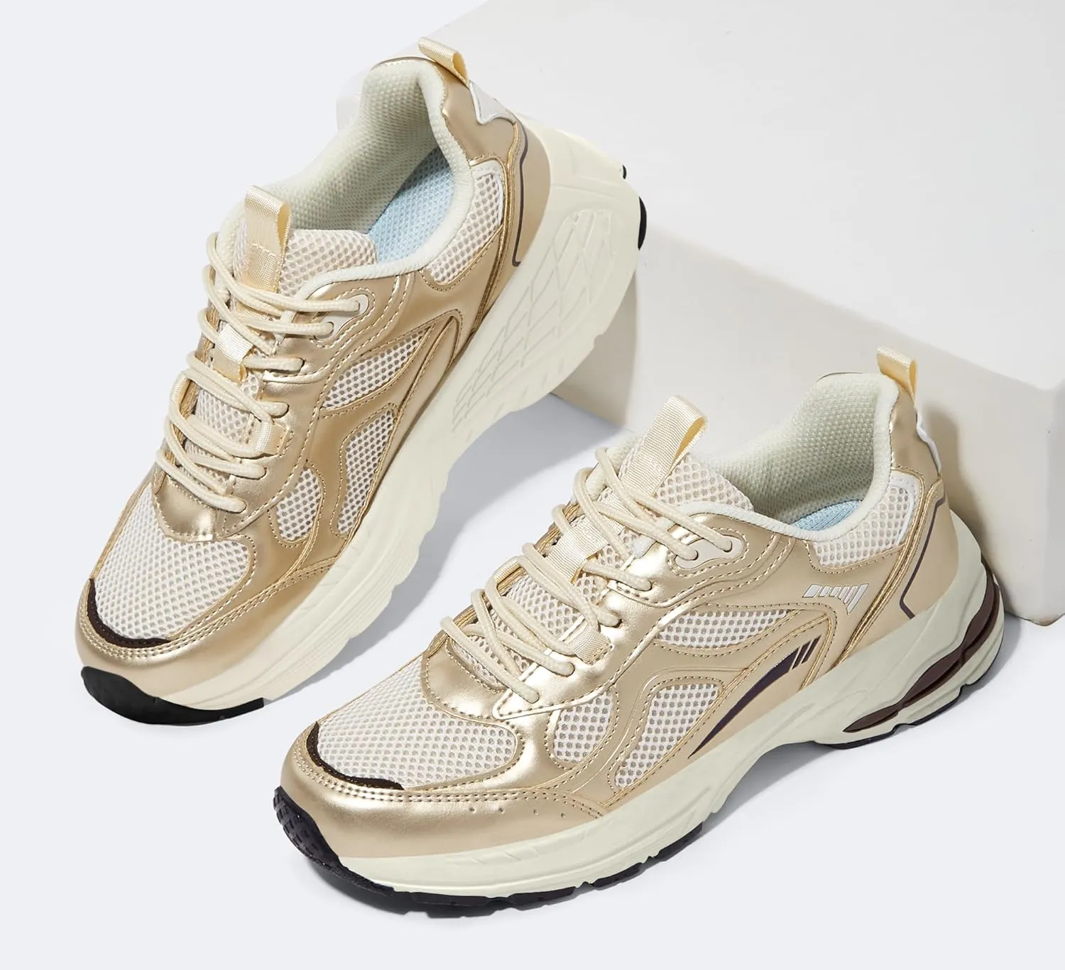 LUCKY STEP Women's Platform Chunky Fashion Sneakers Mesh Casual Running Tennis Workout Sport Work Trendy Athletic Walking Shoes