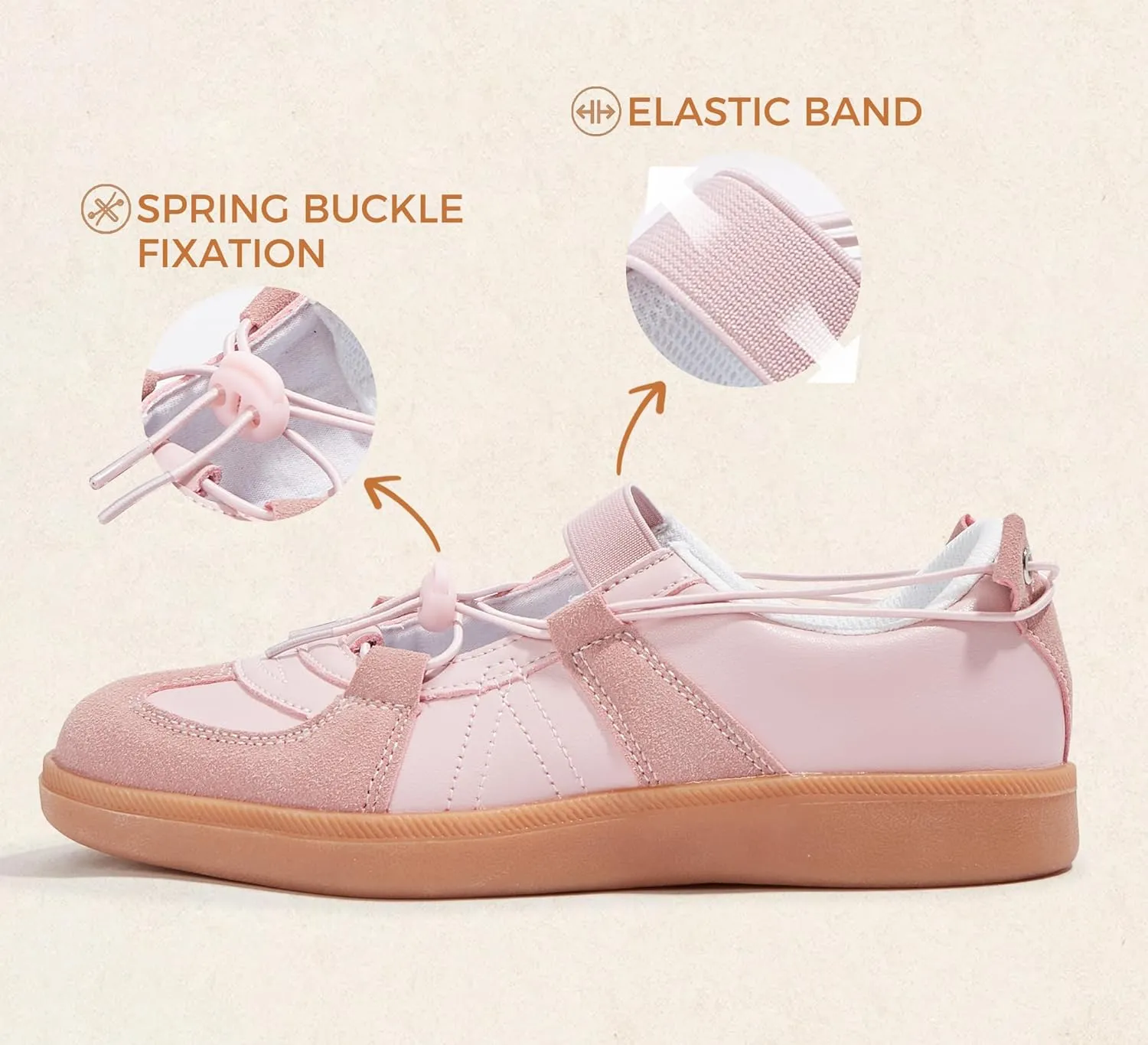 LUCKY STEP Women's Retro Fashion Sneakers Casual Comfortable Ballet Flats Lightweight Breathable Skate Shoes