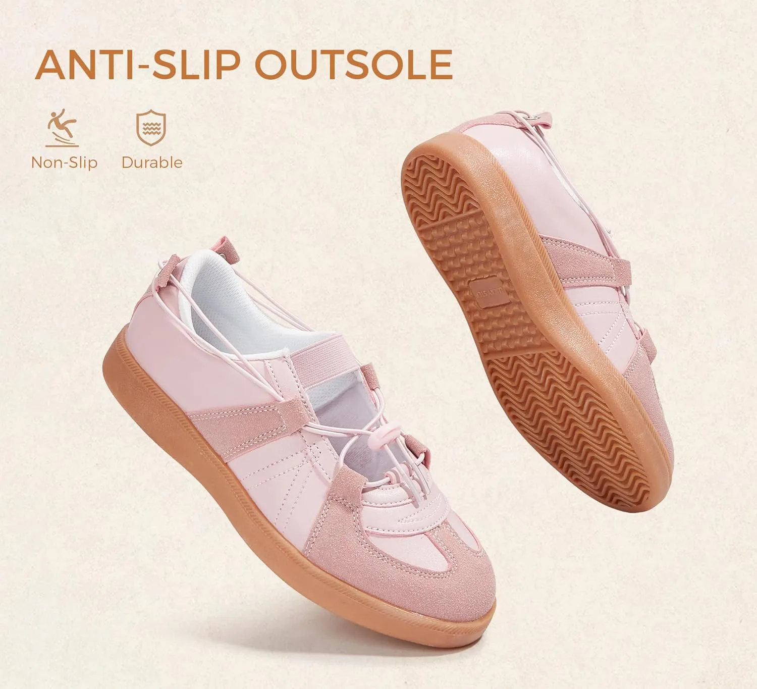 LUCKY STEP Women's Retro Fashion Sneakers Casual Comfortable Ballet Flats Lightweight Breathable Skate Shoes