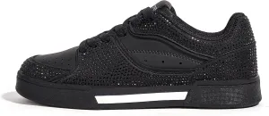 LUCKY STEP Women's Rhinestone Sneakers Sparkly Bling Glitter Wedding Tennis Shoes Fashion Casual Walking Comfortable Shiny Footwear