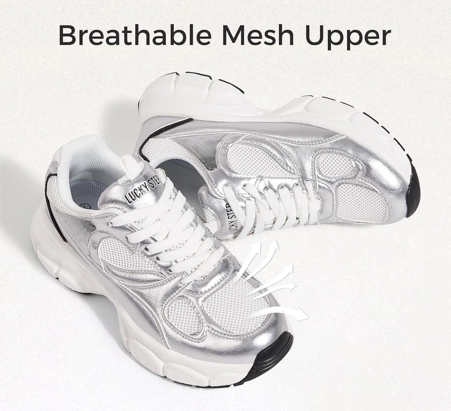 LUCKY STEP Women's Running Shoe Platform Chunky Walking Sneakers Breathable Mesh Comfy Lightweight Fashion Casual Tennis Dad Shoes