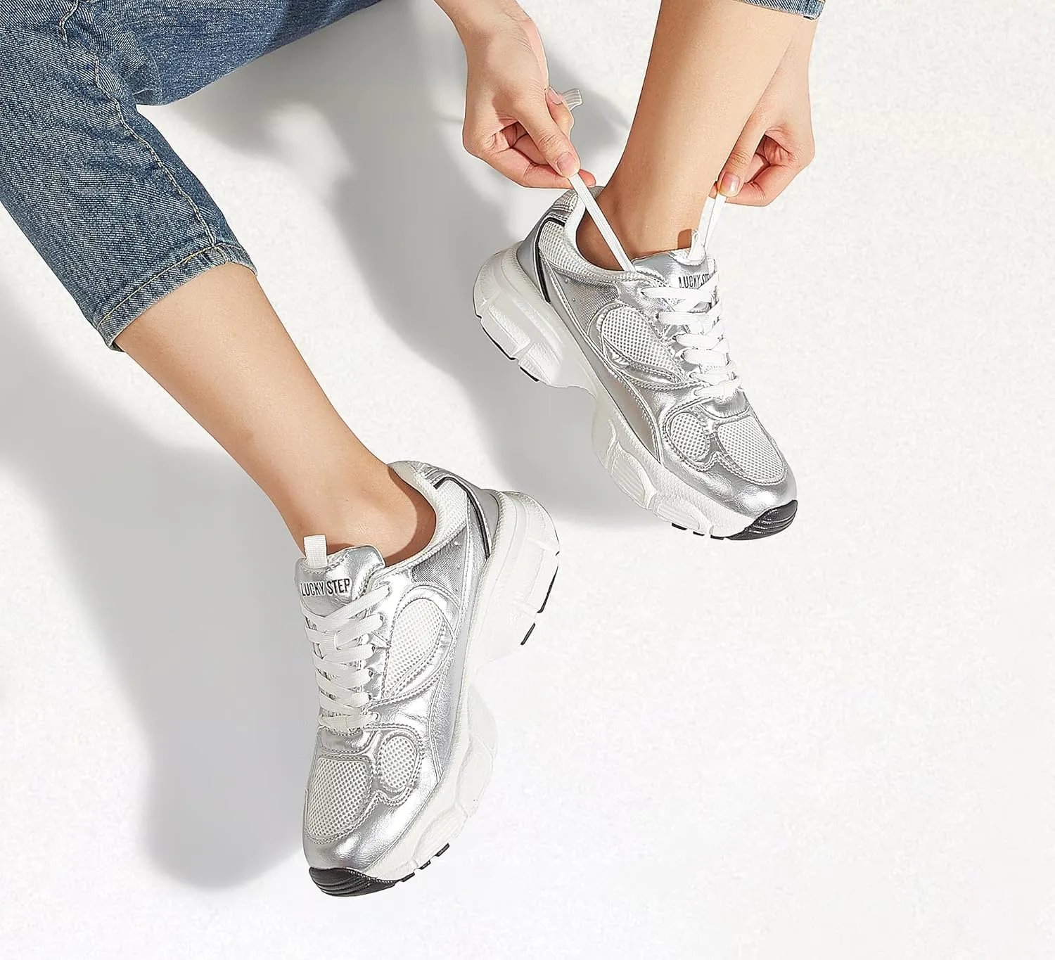 LUCKY STEP Women's Running Shoe Platform Chunky Walking Sneakers Breathable Mesh Comfy Lightweight Fashion Casual Tennis Dad Shoes