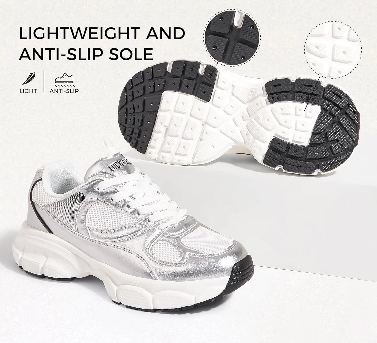 LUCKY STEP Women's Running Shoe Platform Chunky Walking Sneakers Breathable Mesh Comfy Lightweight Fashion Casual Tennis Dad Shoes