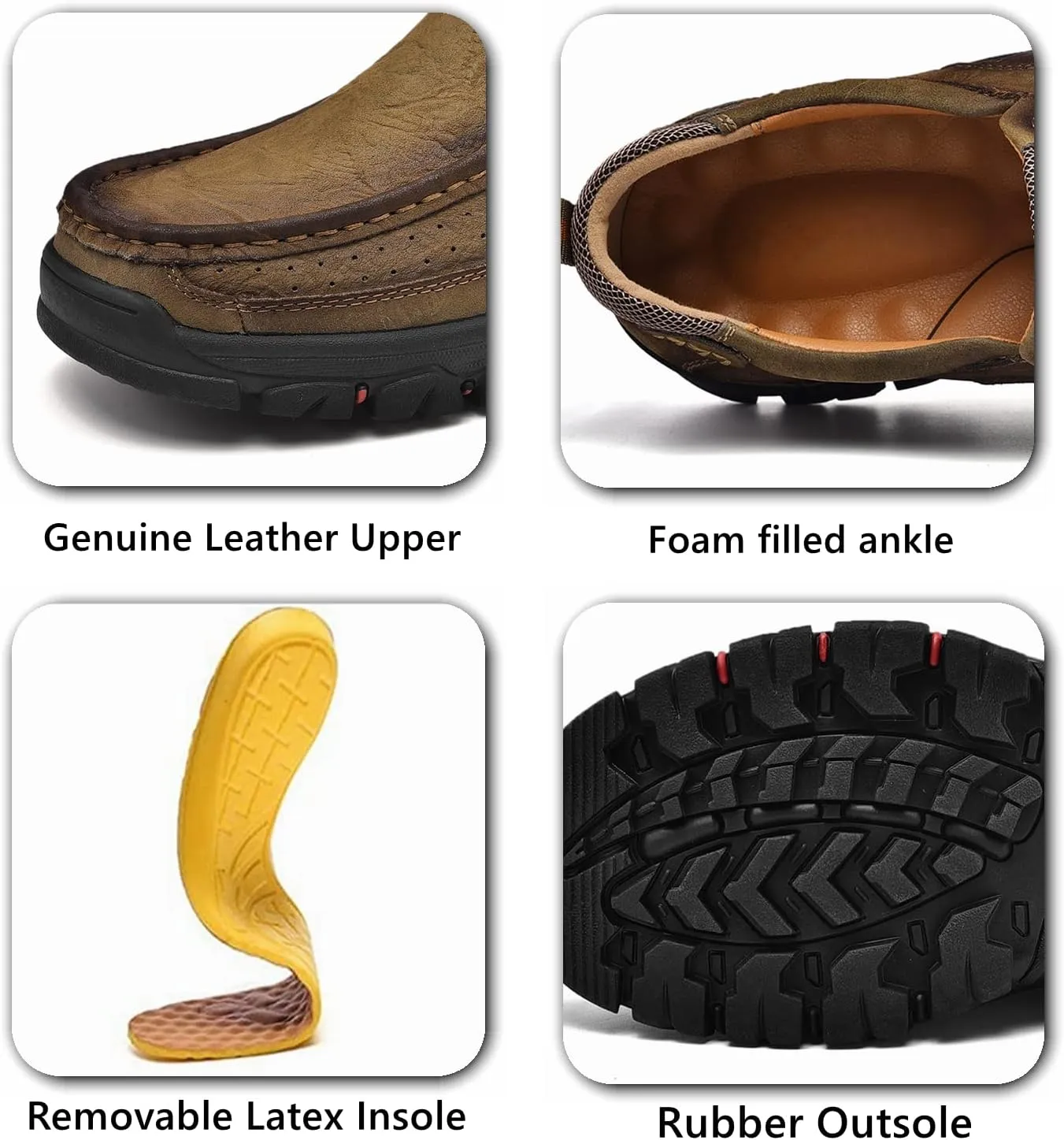 Men Casual Shoes Leather Slip On Loafers Walking Shoes for Work Office Dress Outdoor