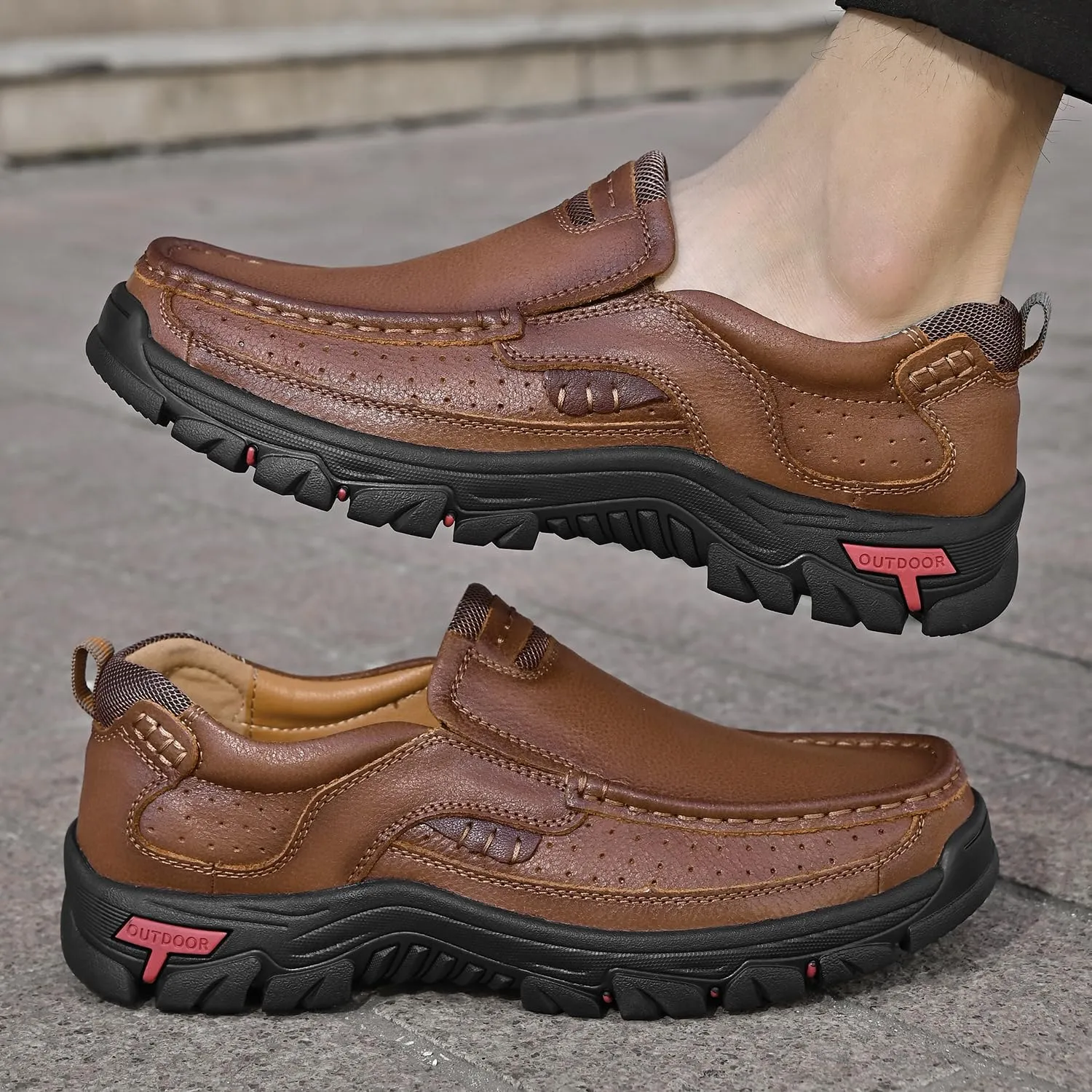 Men Casual Shoes Leather Slip On Loafers Walking Shoes for Work Office Dress Outdoor