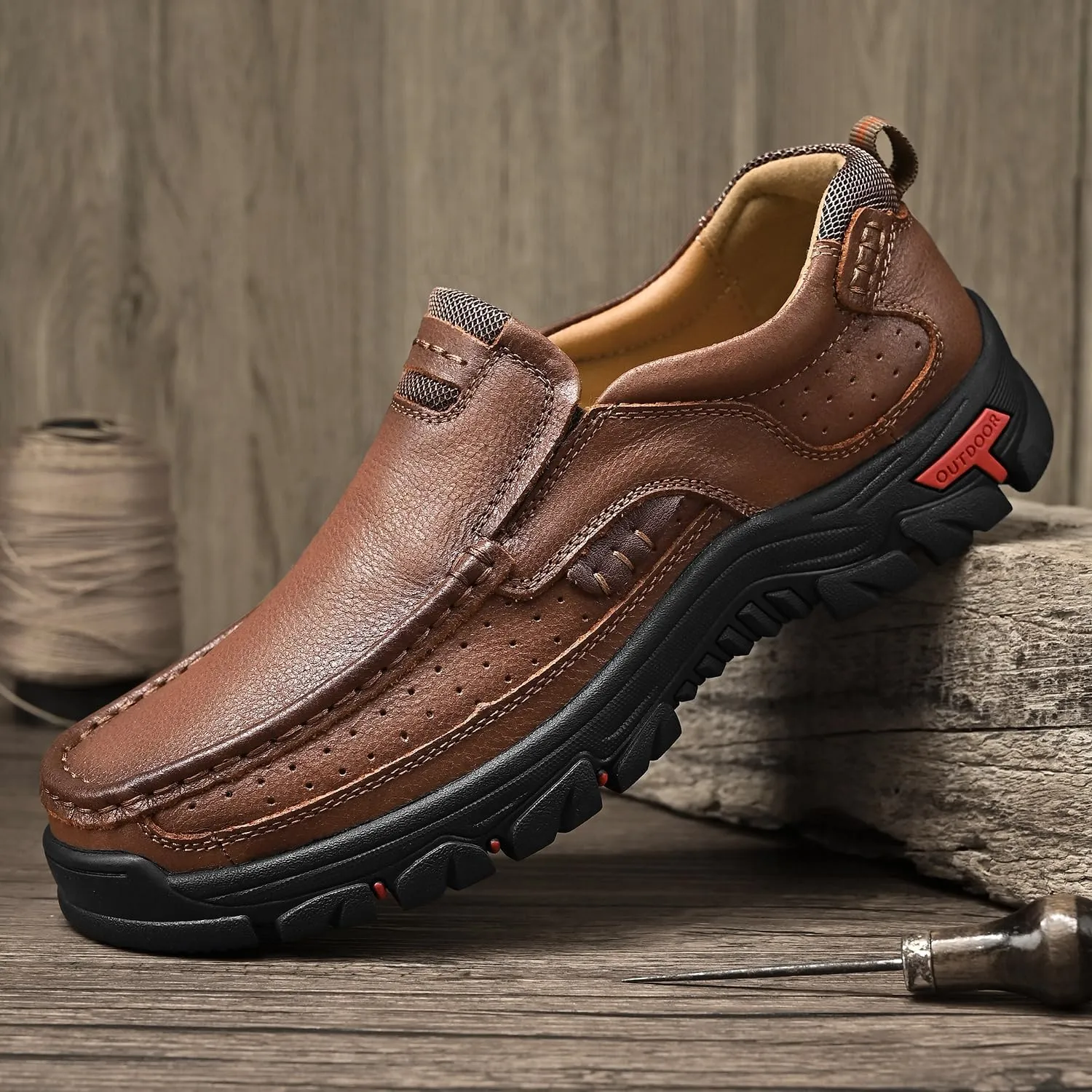 Men Casual Shoes Leather Slip On Loafers Walking Shoes for Work Office Dress Outdoor