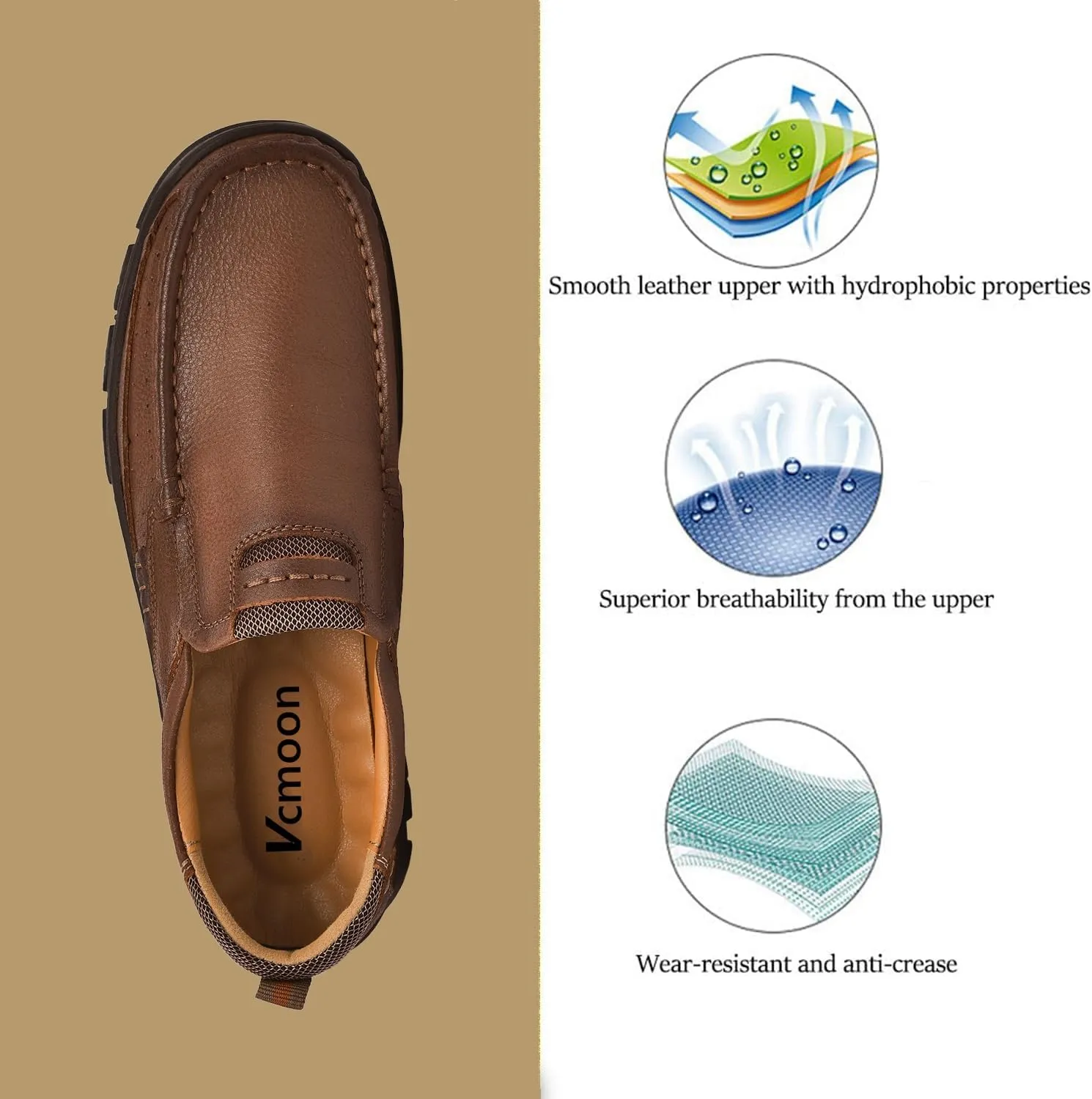 Men Casual Shoes Leather Slip On Loafers Walking Shoes for Work Office Dress Outdoor