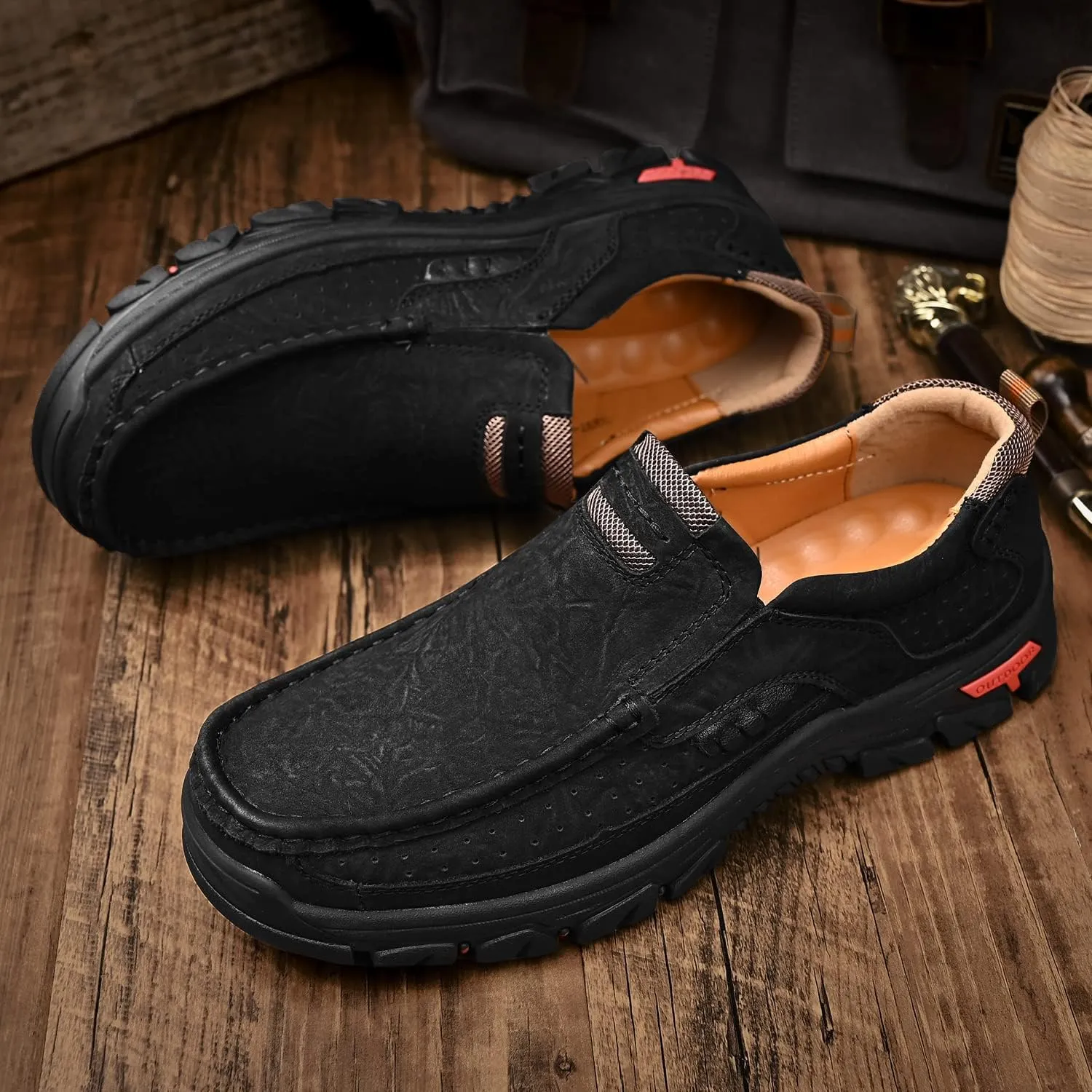 Men Casual Shoes Leather Slip On Loafers Walking Shoes for Work Office Dress Outdoor