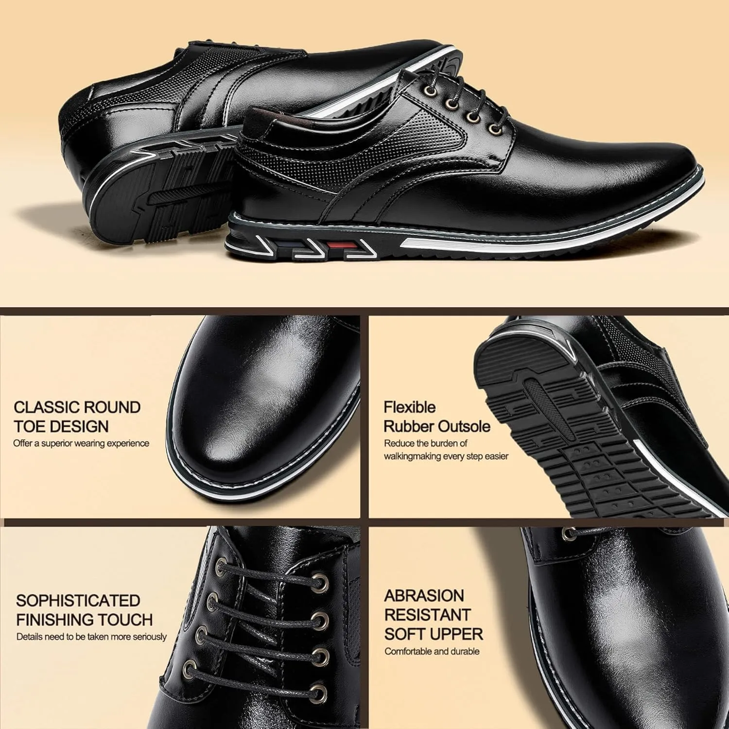 Men's Casual Dress Shoes Comfortable Fashion Dress Sneakers Men Office Classic Mens Oxfords Leather Business Casual Shoes Formal