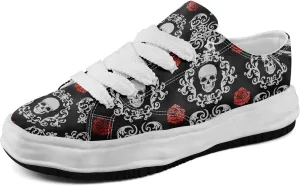 Men's Gothic Skull Fashion Sneakers Casual Skateboarding Canvas Shoes for Women Streetwear Trendy Comfort Walking Shoes