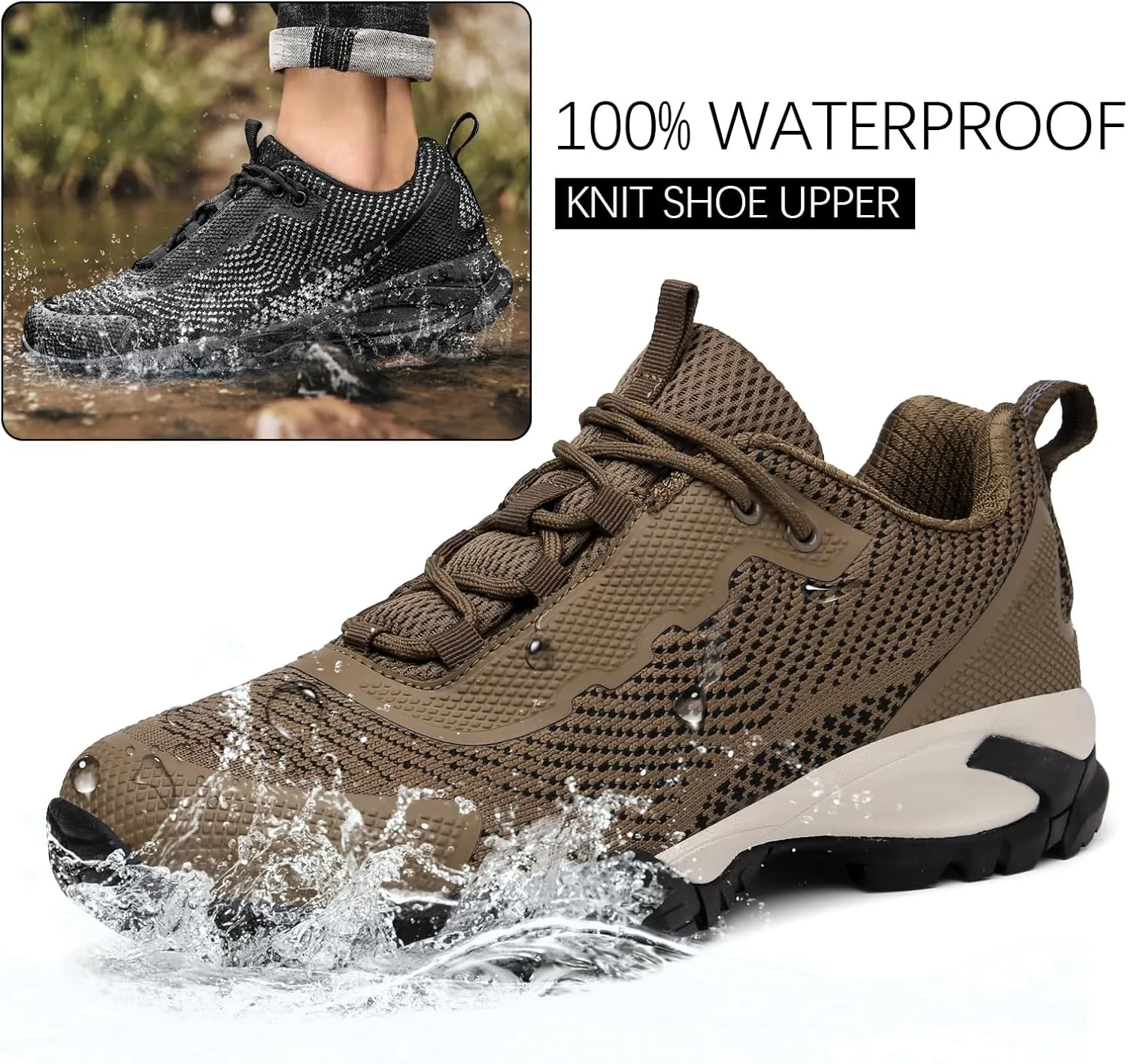 Mens Hiking Shoes Waterproof Lightweight Ankle Boots Outdoor Trekking Camping Walking Quest