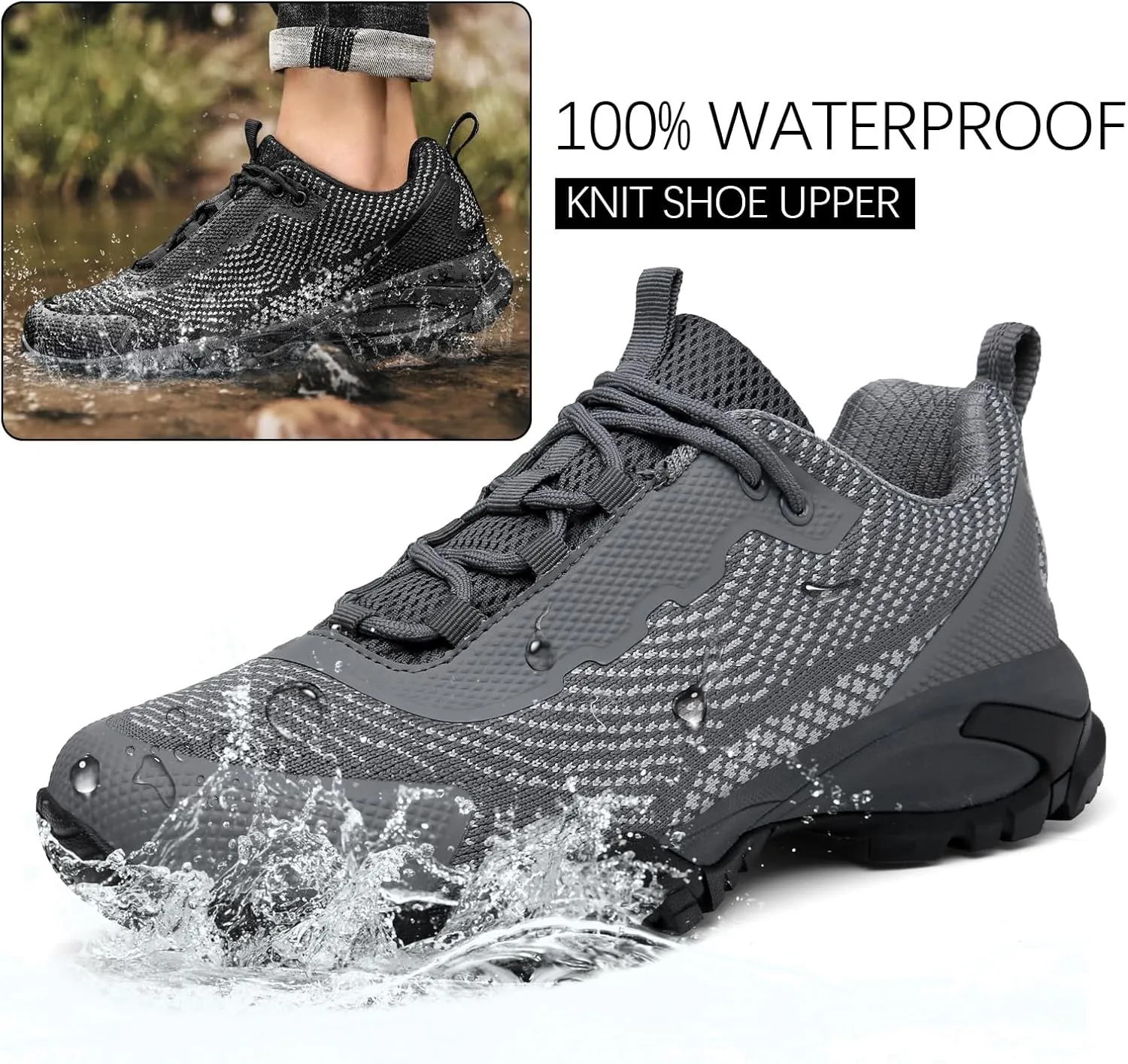 Mens Hiking Shoes Waterproof Lightweight Ankle Boots Outdoor Trekking Camping Walking Quest