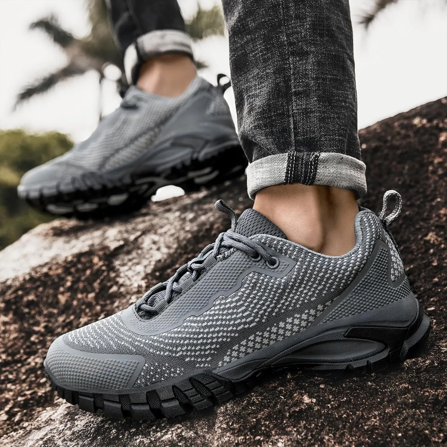 Mens Hiking Shoes Waterproof Lightweight Ankle Boots Outdoor Trekking Camping Walking Quest